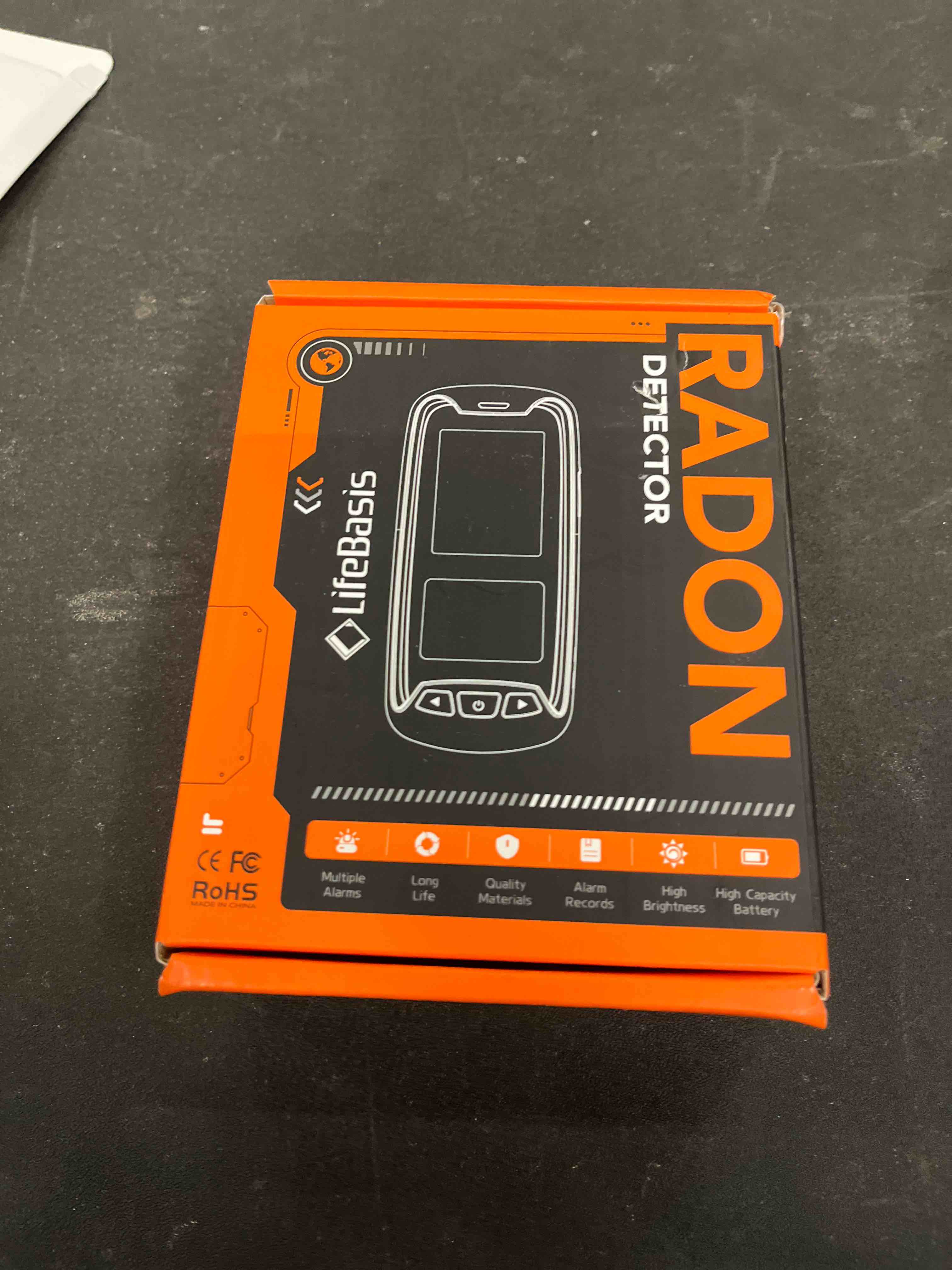 Condition photo showing Good Condition for LifeBasis Radon Detector with TFT Color Display First Data Display in 6 Hours, Portable Radon Monitor for Home Rechargeable Radon Tester Long Data Storage with Visual and Audible Alarm pCi/L or Bq/m³ Silver Black