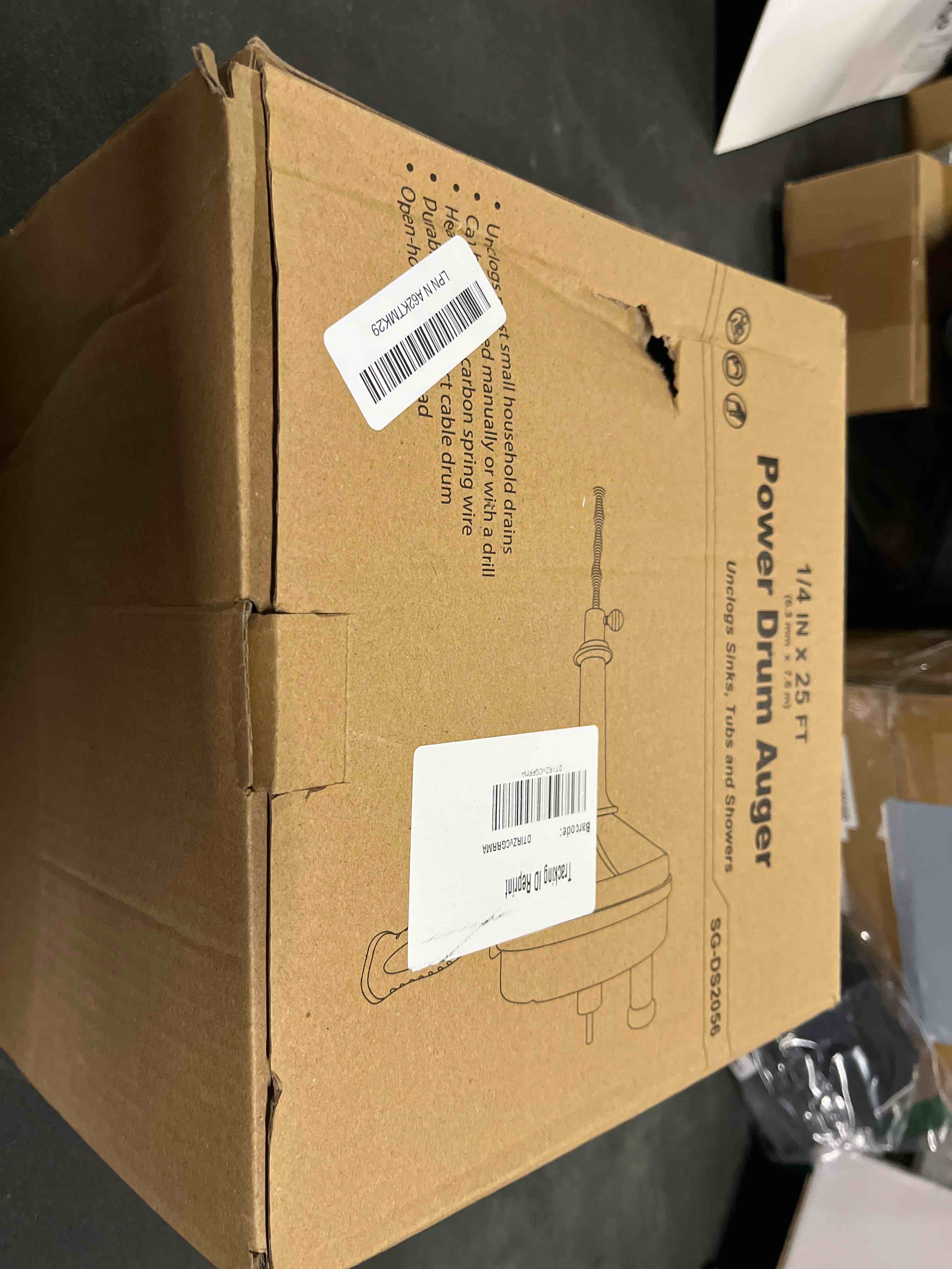 Condition photo showing Good Condition for Drain Auger, Clog Remover with Drill Adapter, 25 Feet Flexible Plumbing Snake Use Manually or Powered for Kitchen, Bathroom and Shower Sink, Comes with Gloves (orange)