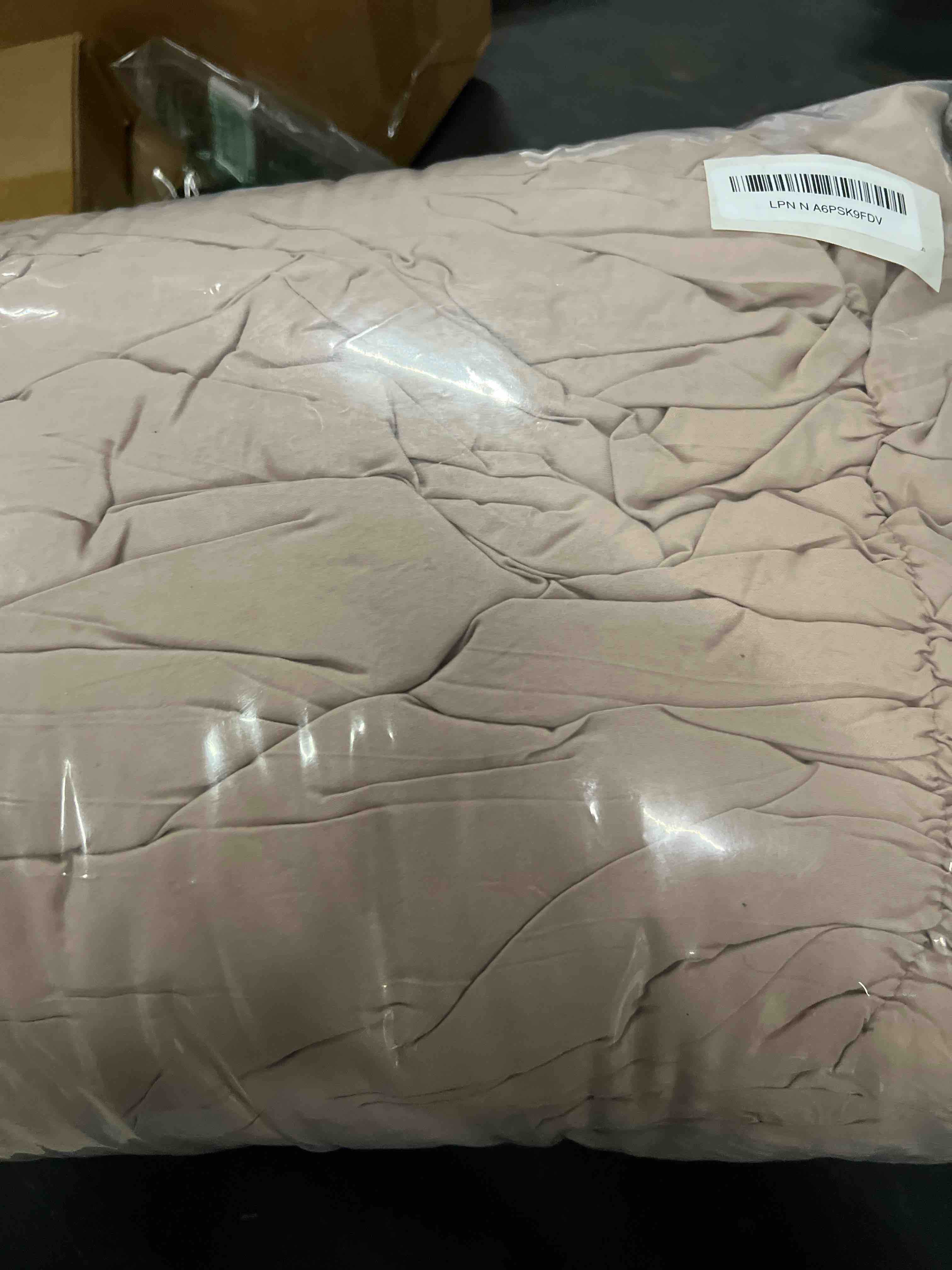 Condition photo showing Good Condition for Masaca Ruched Comforter Set for Queen Bed(90"x95"),3 Pieces Vintage Farmhouse Shabby Boho Bedding Set Lightweight Ultra Soft Taupe Ruffle Bedding Comforters & Sets for All Season Queen 90x95 Taupe