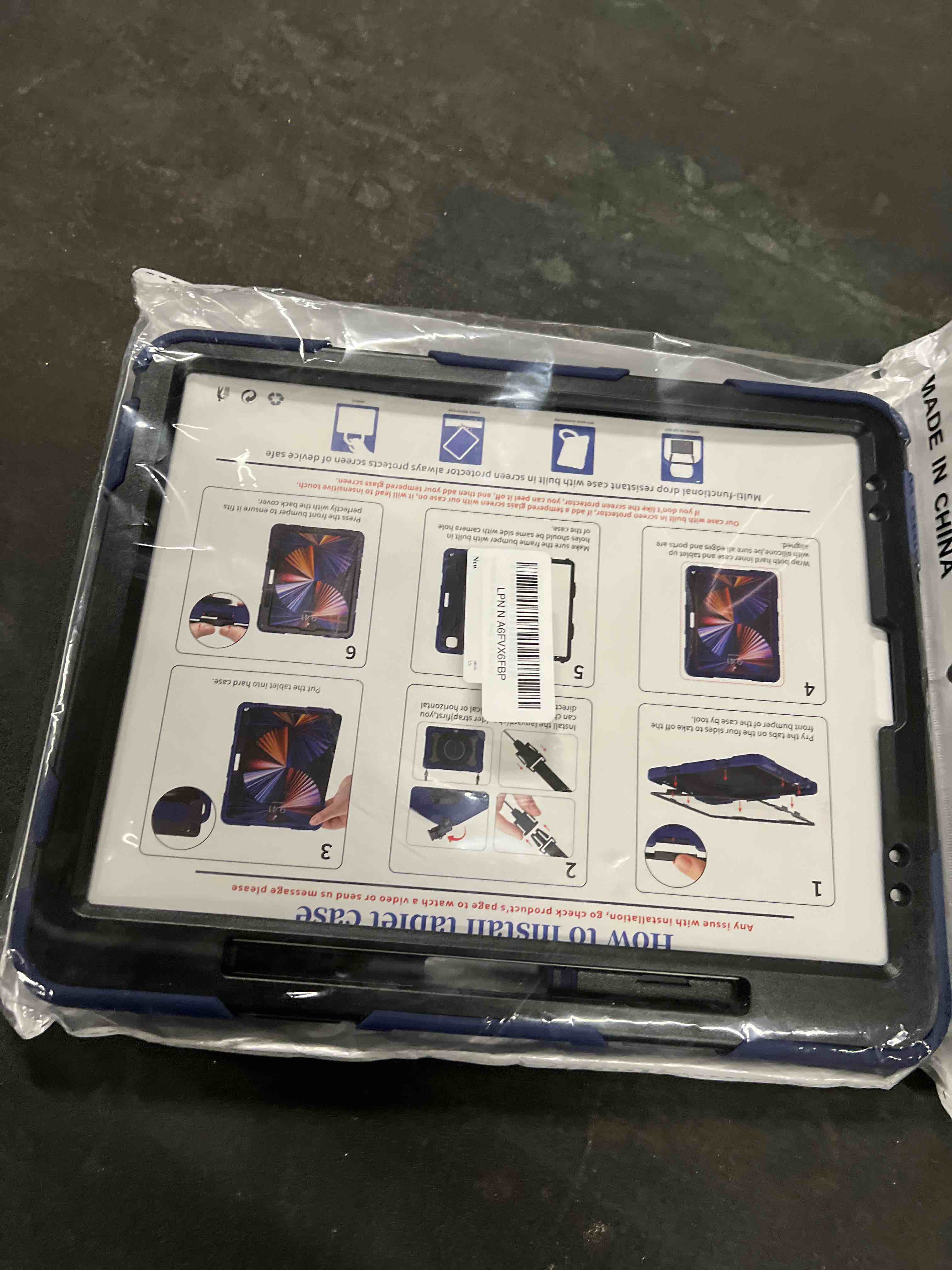 Condition photo showing Good Condition for ROISKIN for iPad Pro 12.9 -Inch Case (6th, 5th, 4th & 3rd Gen)with HD Screen Protector, 360 Stand, Handle, Pencil Holder,Shoulder Strap[15ft Drop Protection]Rugged Bulky Full Body 12.9 iPad Pro Case Navy Blue iPad Pro 12.9-inch 6th/5th/4th/3rd Generation