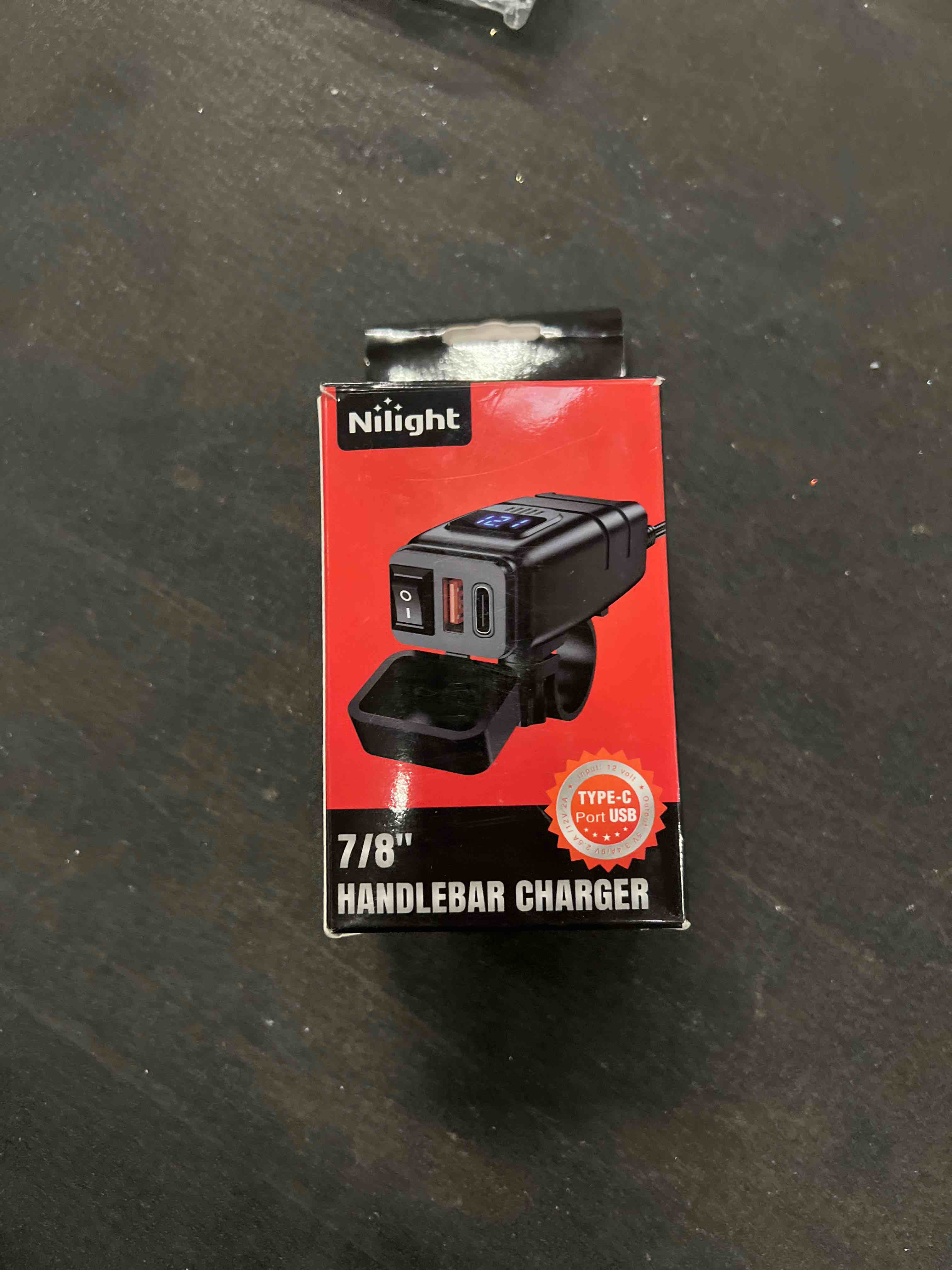 Condition photo showing Good Condition for Nilight Motorcycle USB Type C Port 12V Voltmeter Independent On Off Switch SAE Inline 10A Fuse Waterproof 6.8A QC3.0 Fast Phone Tablet for 7/8inch Handlebar USB+PD Type C Charger Motorcycle