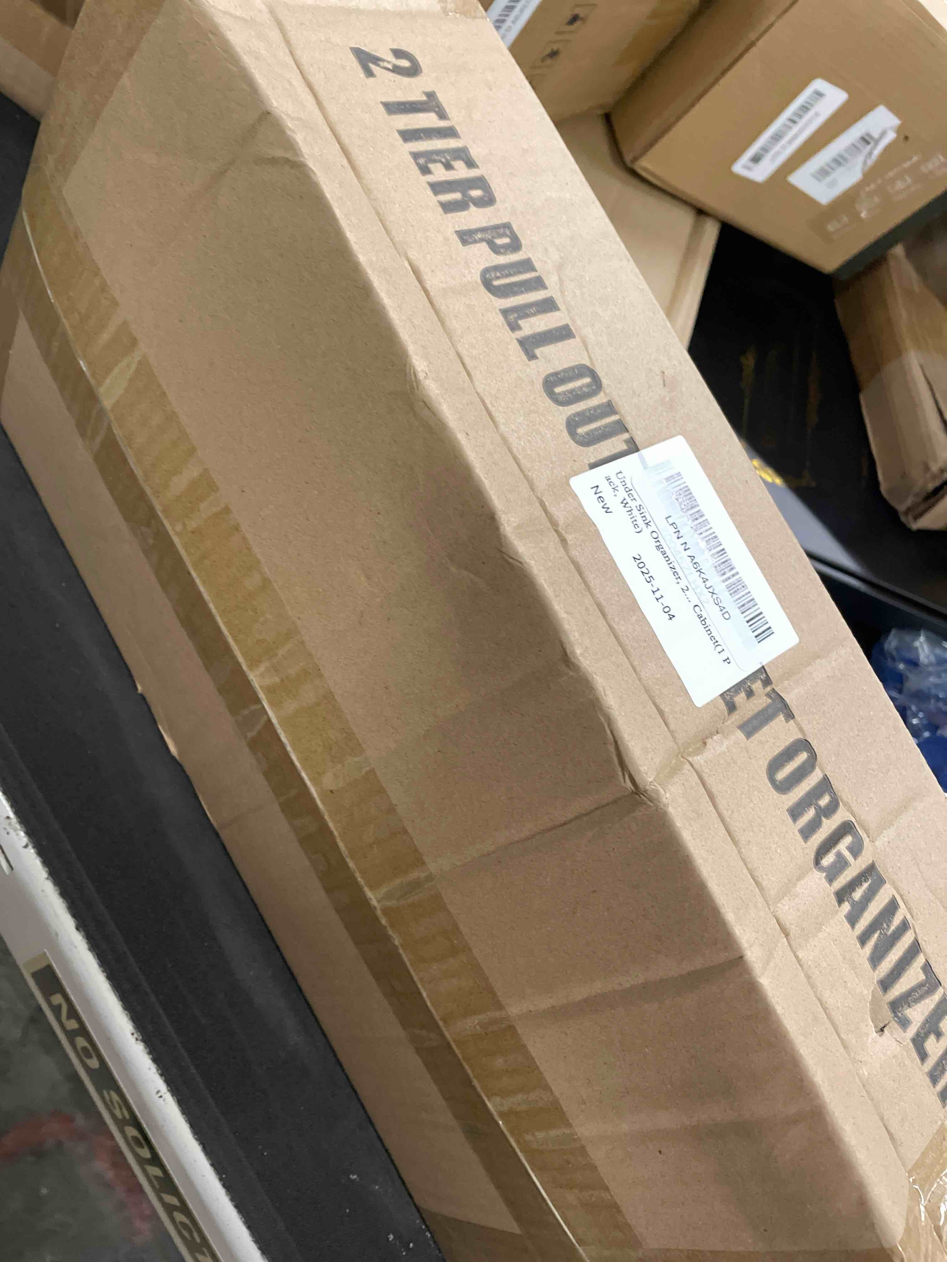 Condition photo showing Good Condition for Under Sink Organizer, 2 Tier Pull out Cabinet Organizer Baskets with Mesh Sliding Drawers, Slide out Storage Shelf for Home, Kitchen, Bathroom, Pantry, Office Cabinet(1 Pack, White) White 1 Pack