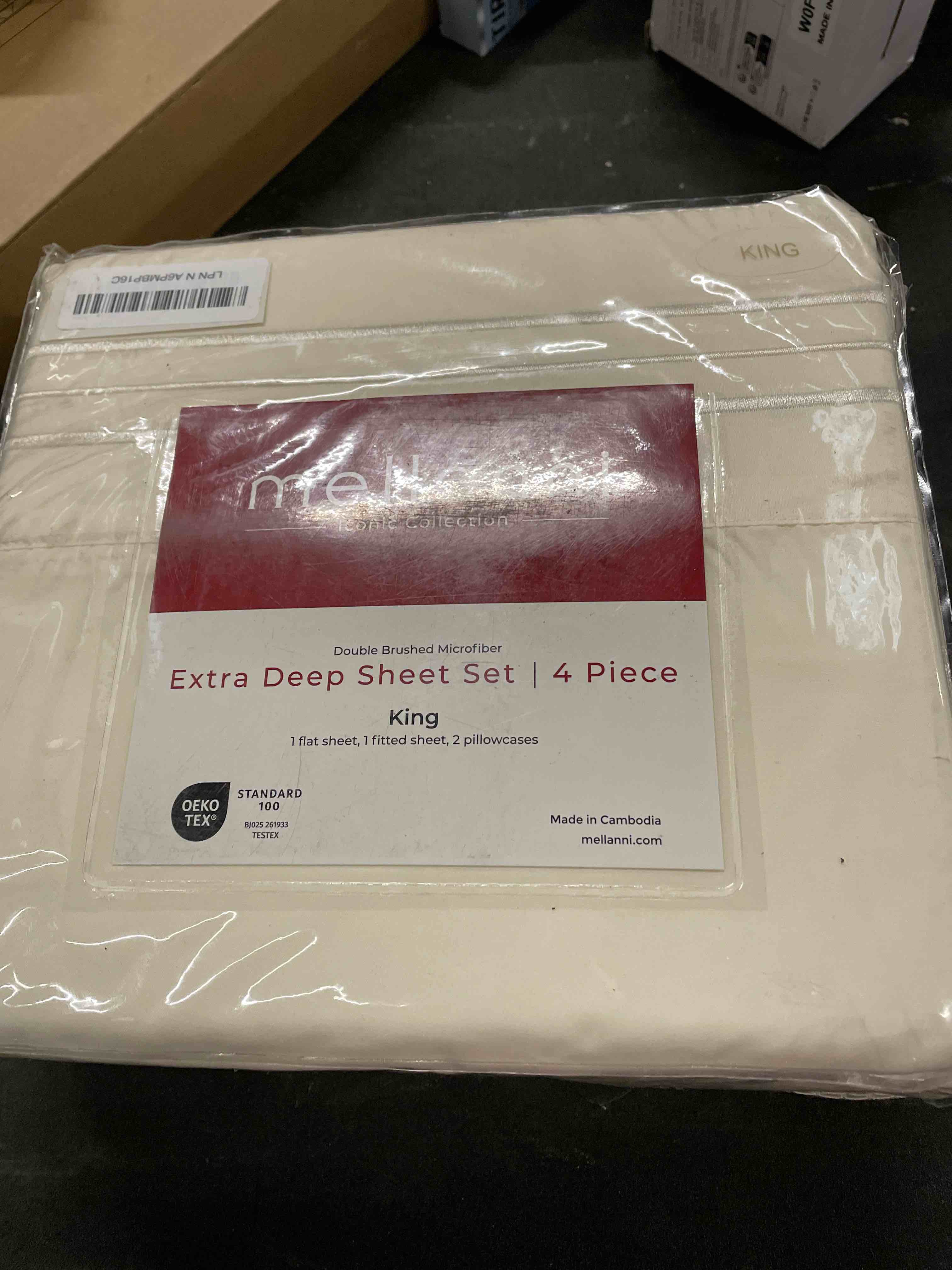 Condition photo showing Good Condition for Mellanni Extra Deep King Sheets - 4 PC Iconic Collection Bedding - Hotel Luxury, Ultra Soft, Cooling Bed Sheets - Wrinkle, Fade, Stain Resistant (King, Golden Ivory)