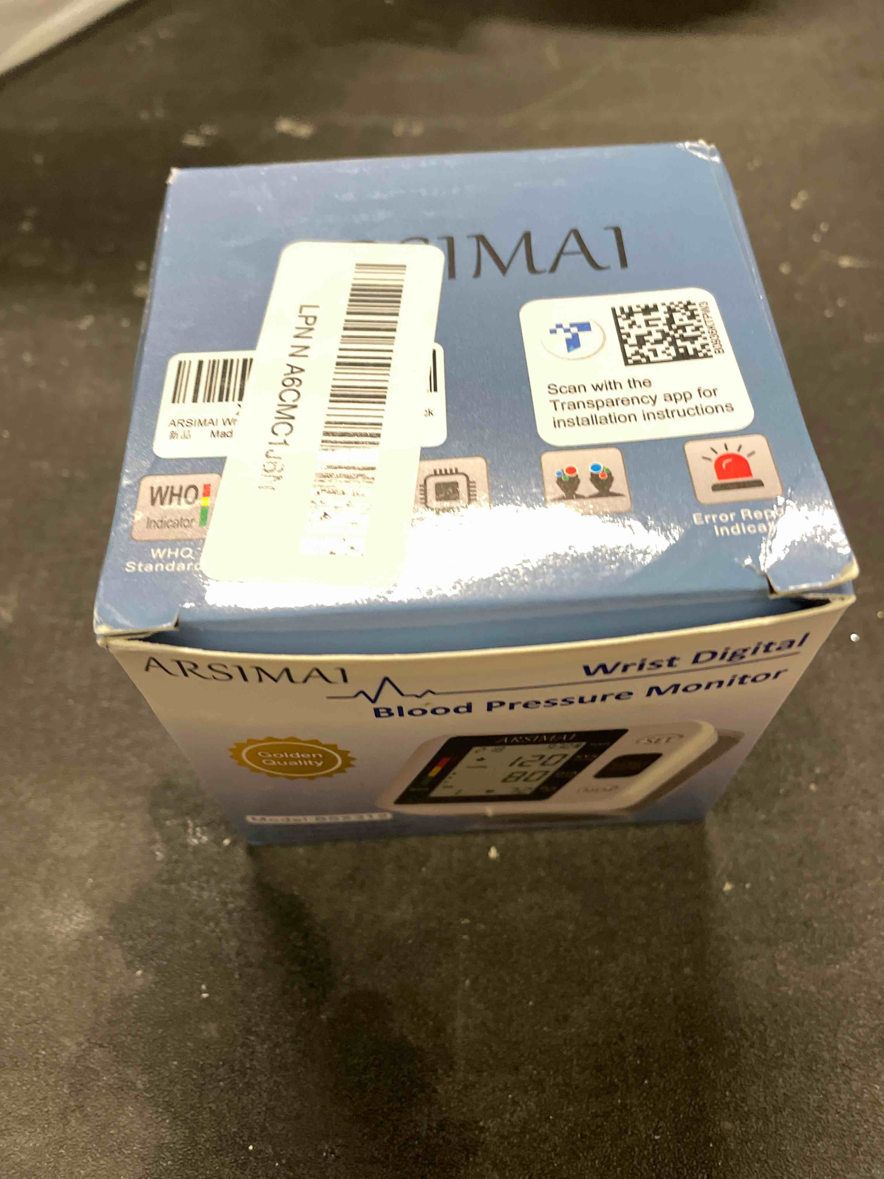 Condition photo showing Good Condition for Wrist Accurate Automatic High Blood Pressure Monitors Portable LCD Screen Irregular Heartbeat Monitor with Storage Case and Adjustable Cuff Powered by Battery - Black Black&white