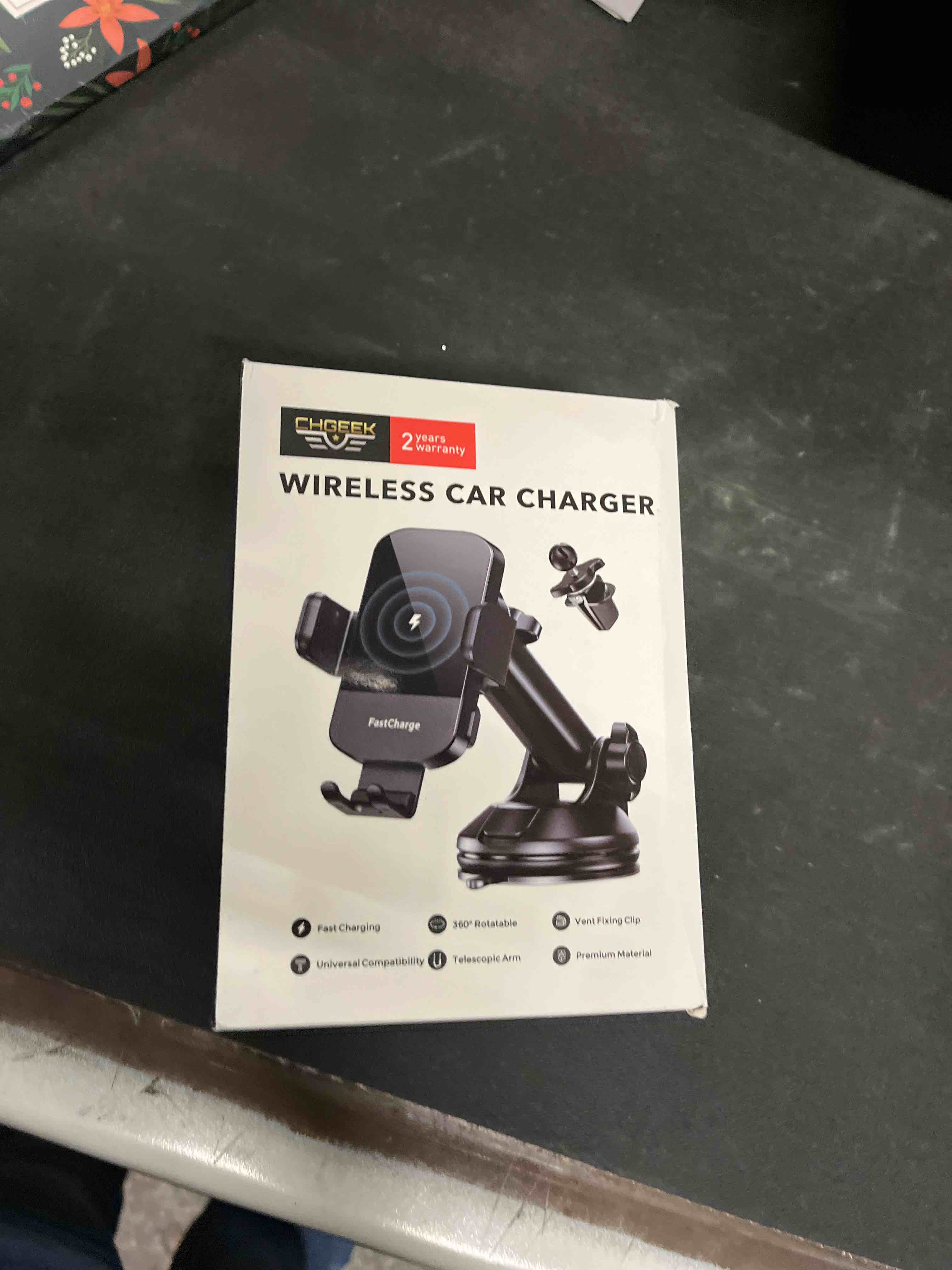 Condition photo showing Good Condition for CHGeek Wireless Car Charger, 15W Fast Charging Auto Clamping Phone Holders for Your Car Phone Mount for Car fit for iPhone 17 16 15 14 13 12 Pro Max 11 XR XS, Samsung Galaxy S25 Ultra S24 S23, Black