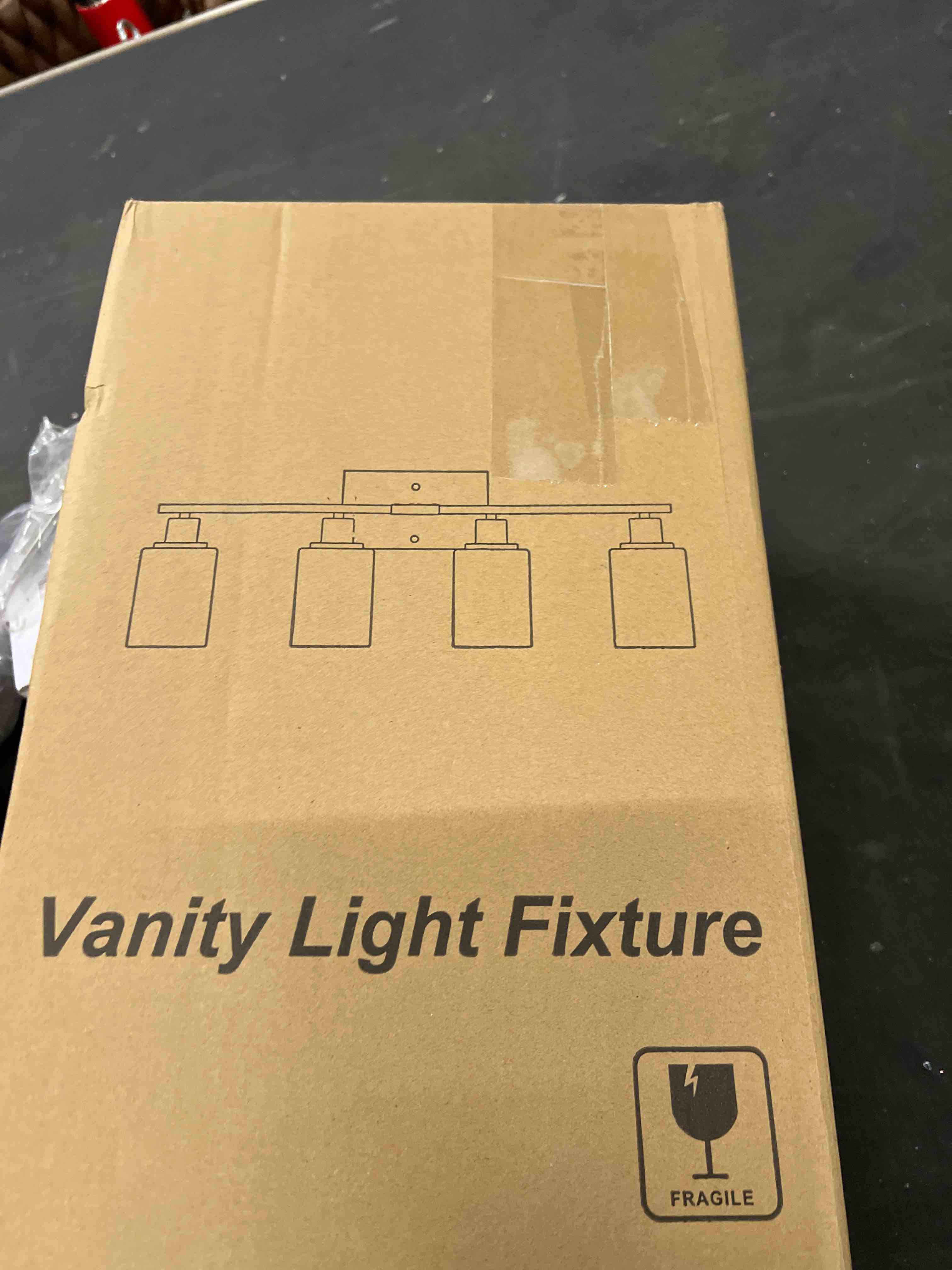 Condition photo showing Good Condition for 4-Light Vanity Light with Milky White Shades, Brushed Nickel Bathroom Lighting Fixtures Over Mirror, Modern Bathroom Wall Lamp for Mirror Living Room Cabinet Bedroom Brushed Nickel 4-Light