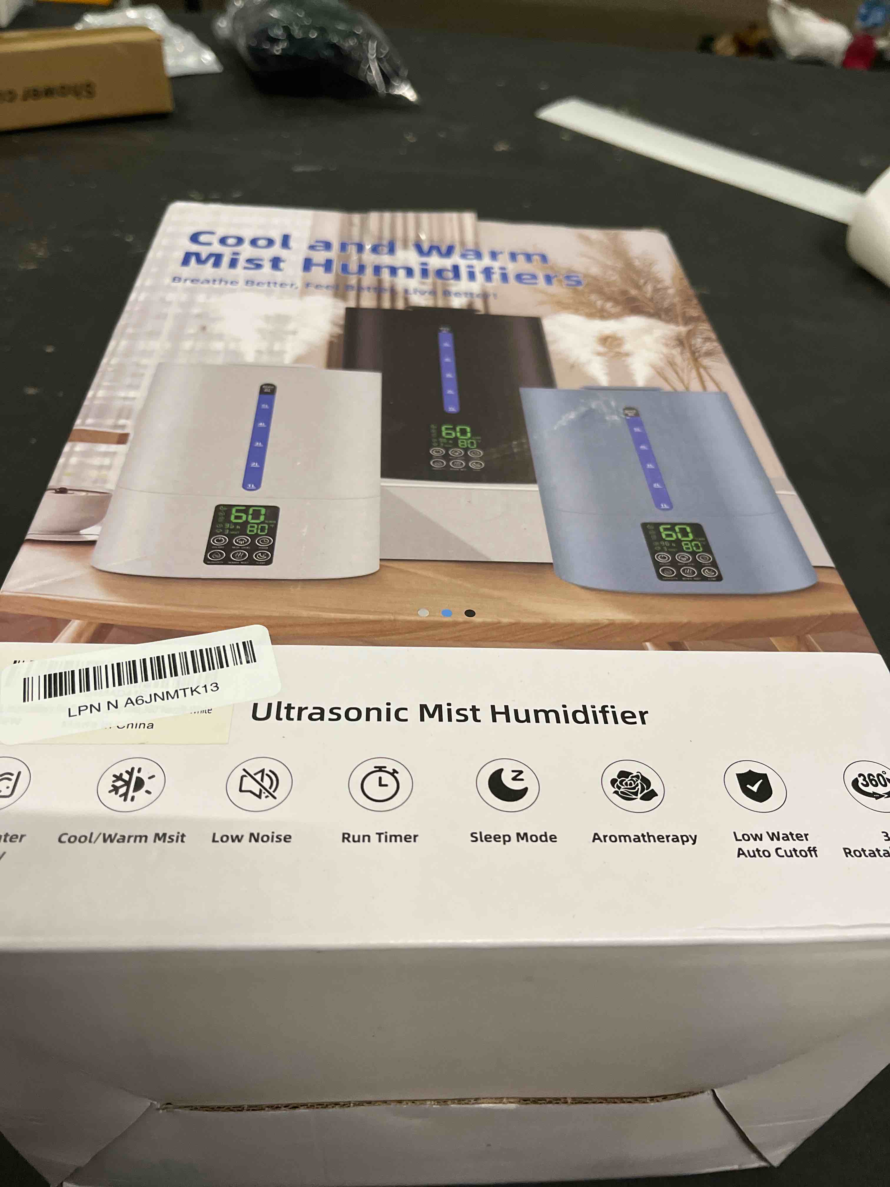 Condition photo showing Good Condition for 6L Humidifiers for Bedroom Large Room Home, Cool and Warm Humidifier for Baby and Plants Mist Top Fill Desk Humidifiers Essential Oil Diffuser, Quiet with Adjustable Mist,360°Nozzle-White 6L D-White
