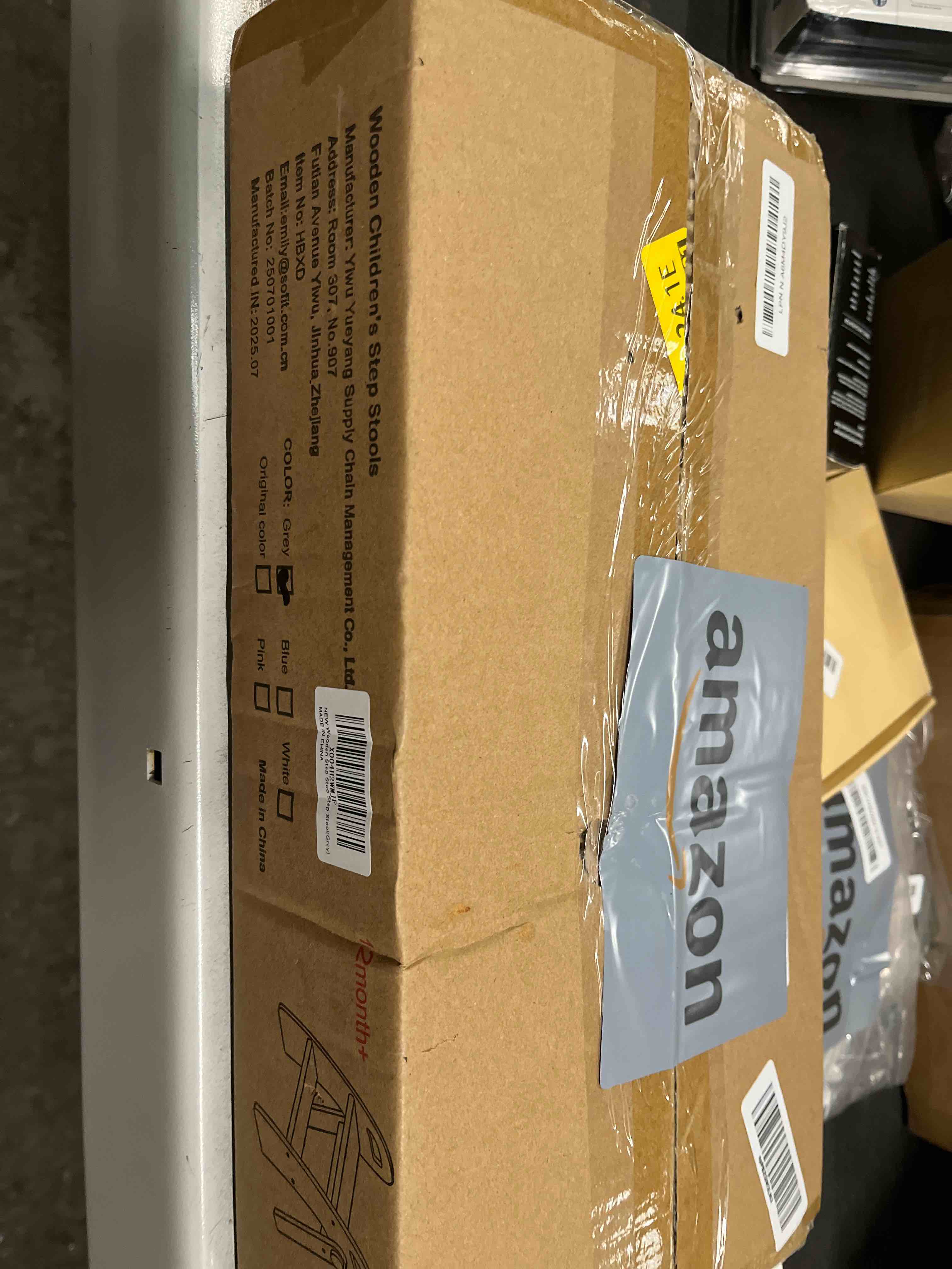 Condition photo showing Good Condition for Wooden Step Stool, Two Step Stools, 300 lb. Load Capacity, with Safety Non-Slip Pads and Handles, Bamboo Step Stool for Bathroom and Kitchen, Children's Christmas Gift (Grizzly)