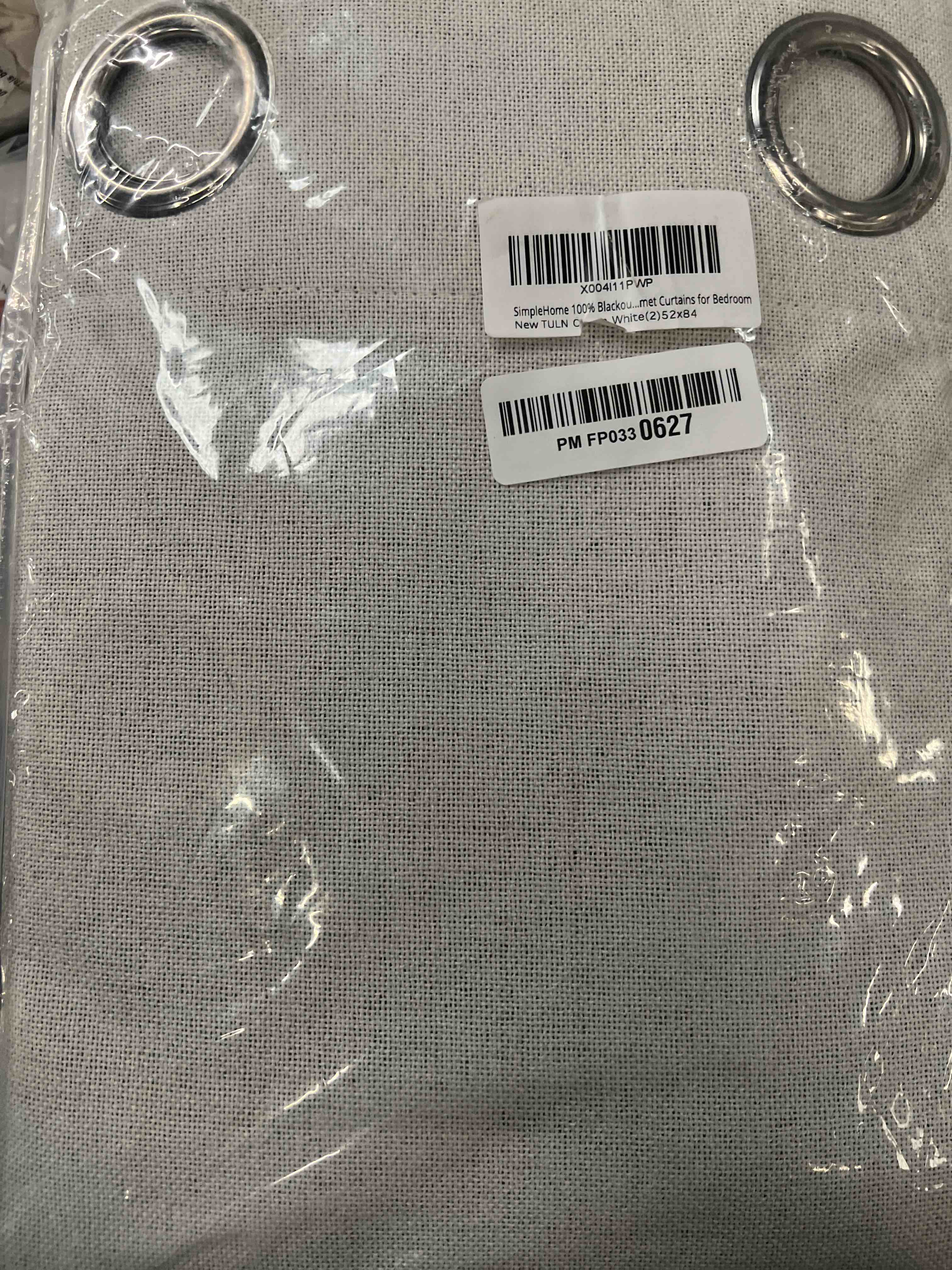 SimpleHome 100% Blackout Cream White Linen Curtains 84 Inch Long 2 Panel Set,Faux Linen Textured for