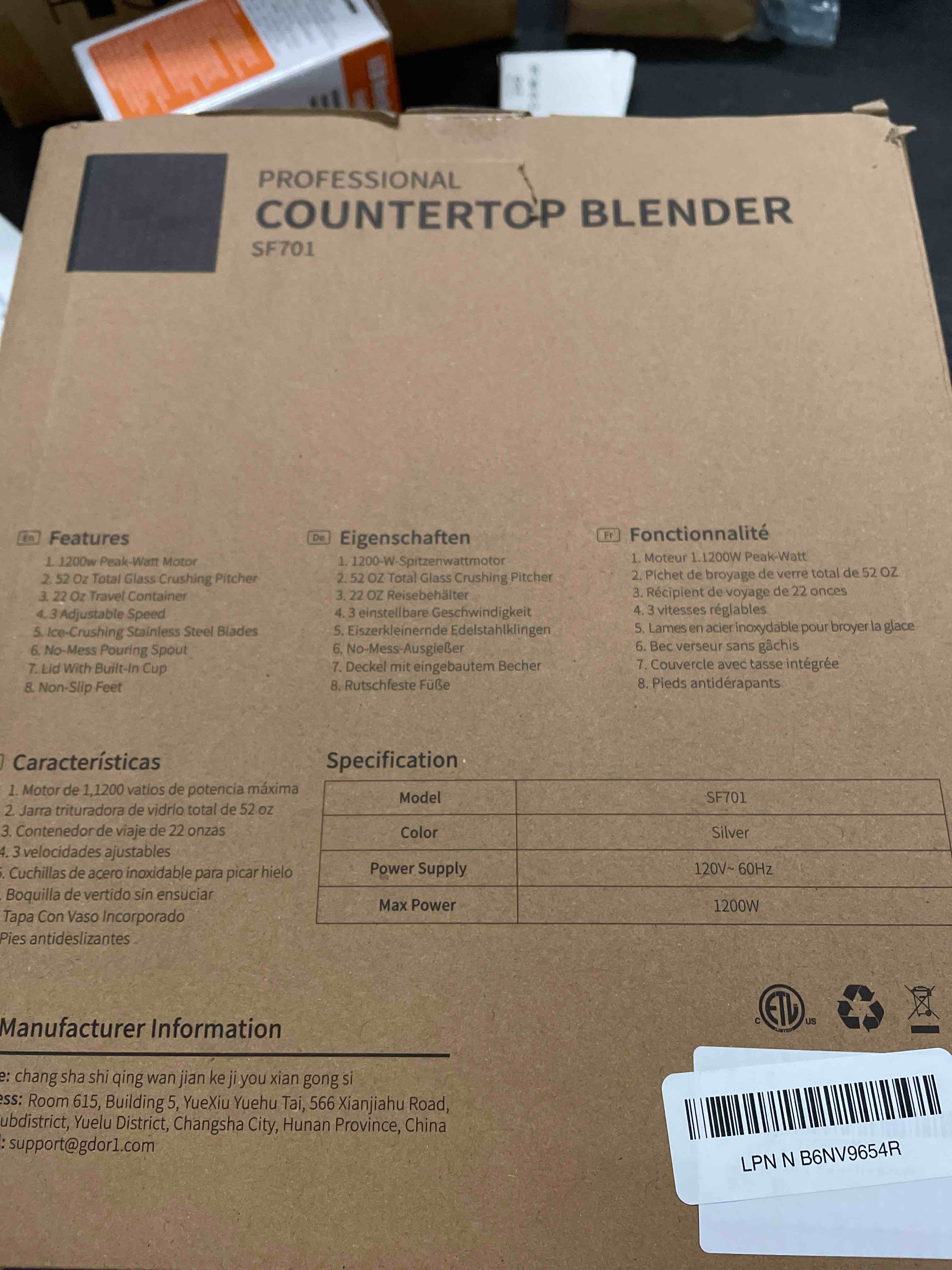Condition photo showing Good Condition for GDOR 1200W Blender for Smoothies and Shakes, 52 Oz Glass Jar & 22 Oz To-Go Cup Combo, Countertop Blender with 6-leaf Blade, 3 Adjustable Speed for Juices, Frozen Fruit Drinks, Sauces, Self-Cleaning