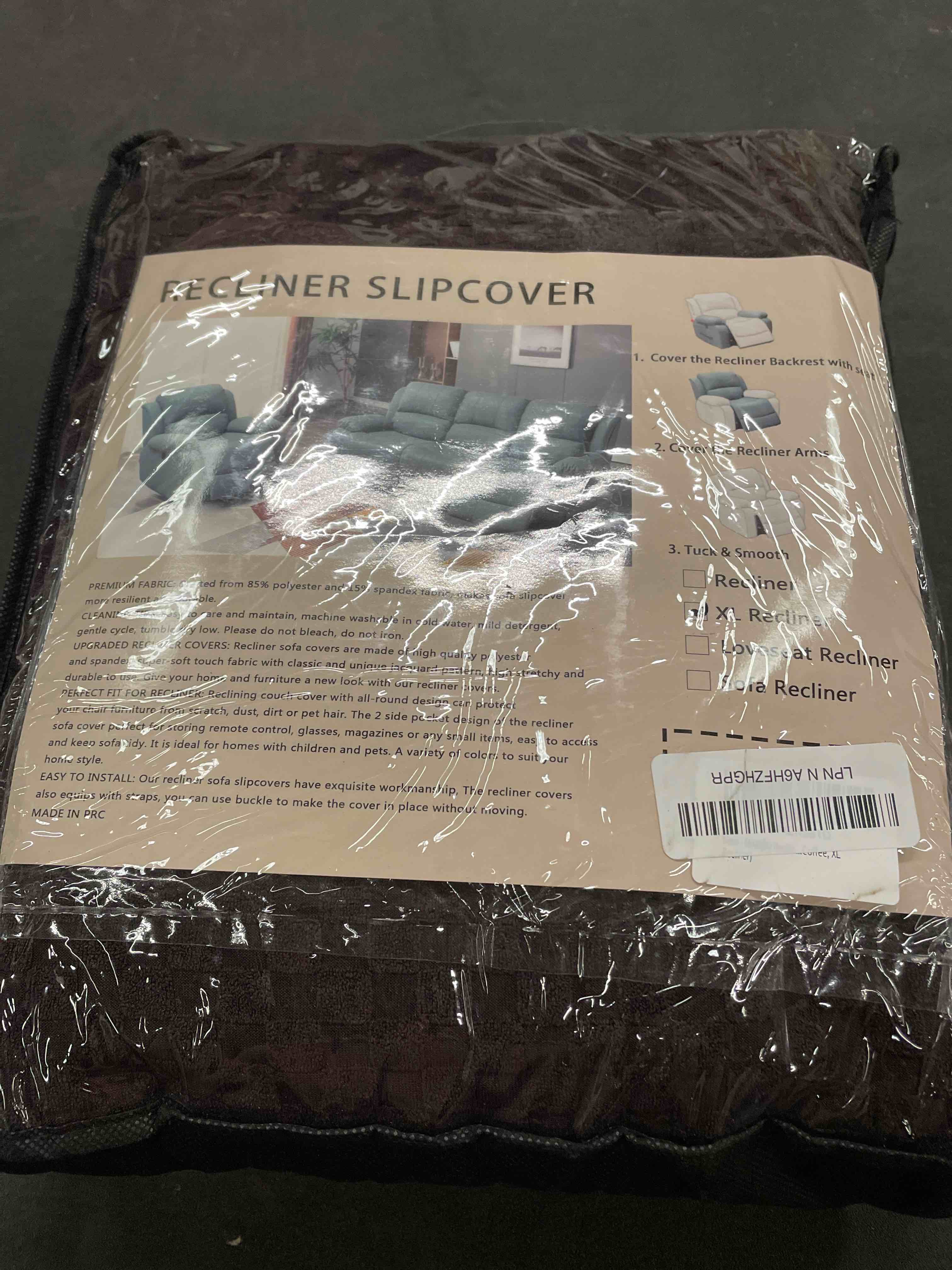 Condition photo showing Good Condition for MAXIJIN Oversized Recliner Covers That Stay in Place 4 Pieces Stretch Large Recliner Chair Covers Jacquard Dogs Cats Proof Reclining Slipcovers with Elastic Bottom (XL Recliner, Dark Coffee) XL Recliner Dark Coffee