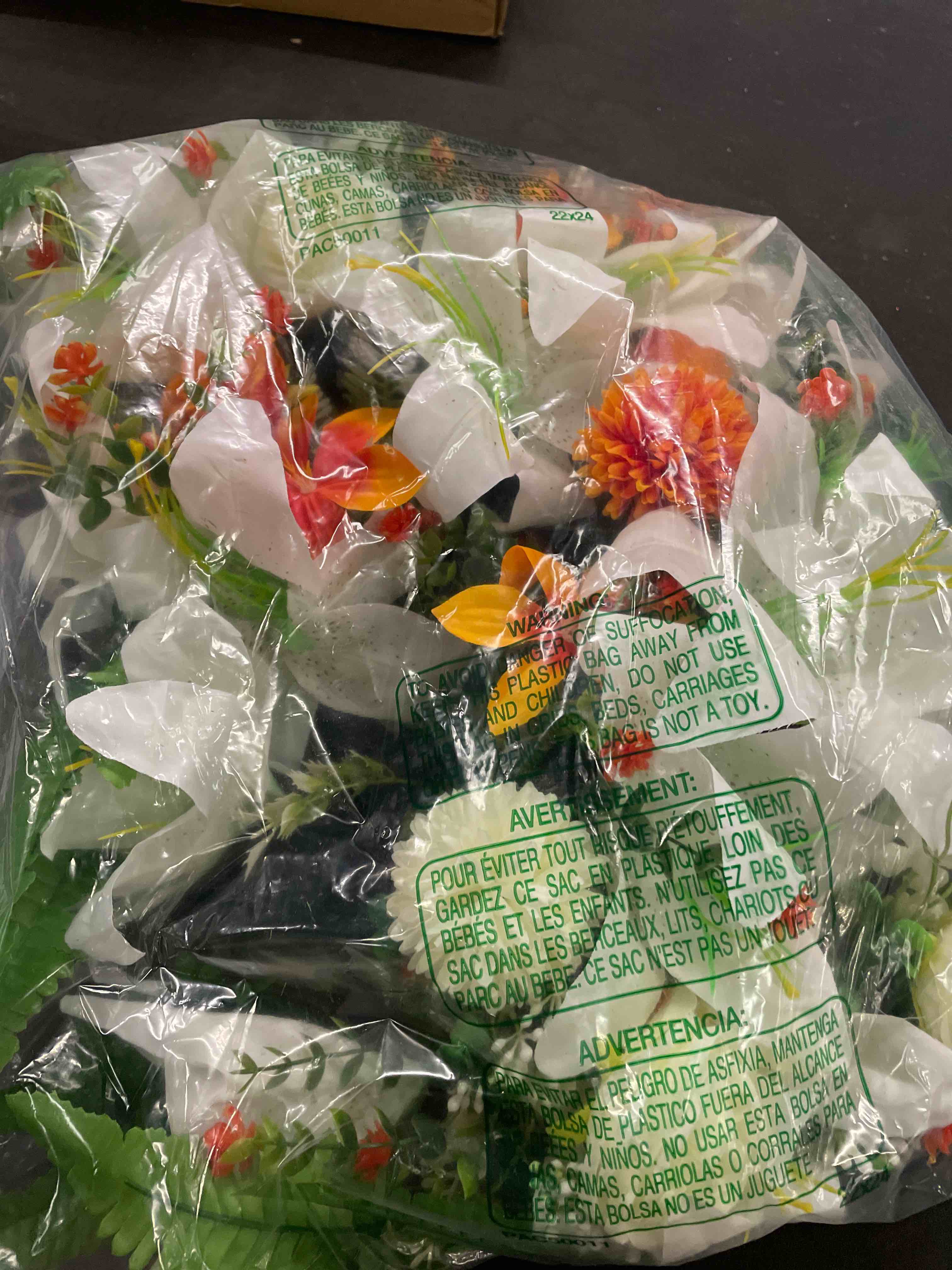 Condition photo showing Good Condition for Headstone Flower Saddle, Silks Artificial Cemetery Flowers for Grave-Realistic White Lily & Rose Flower Arrangement for Outdoor Memorial Decorations, Large & Easy Fit White Saddle