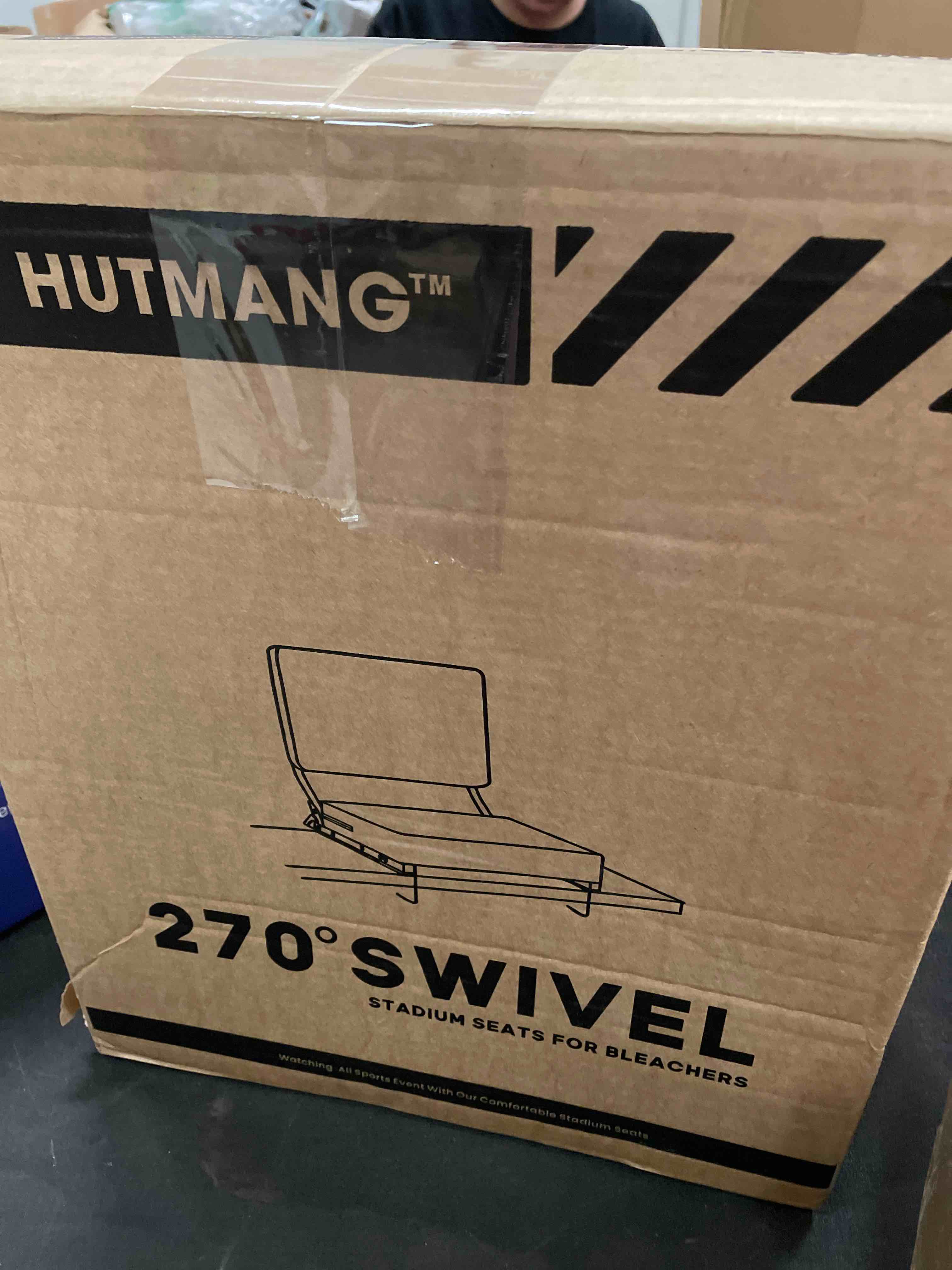 Condition photo showing Good Condition for Chair - Stadium Seat with Back Support, Padded Foam Backs, 330LBS Weight Support, Portable, Foldable, Black