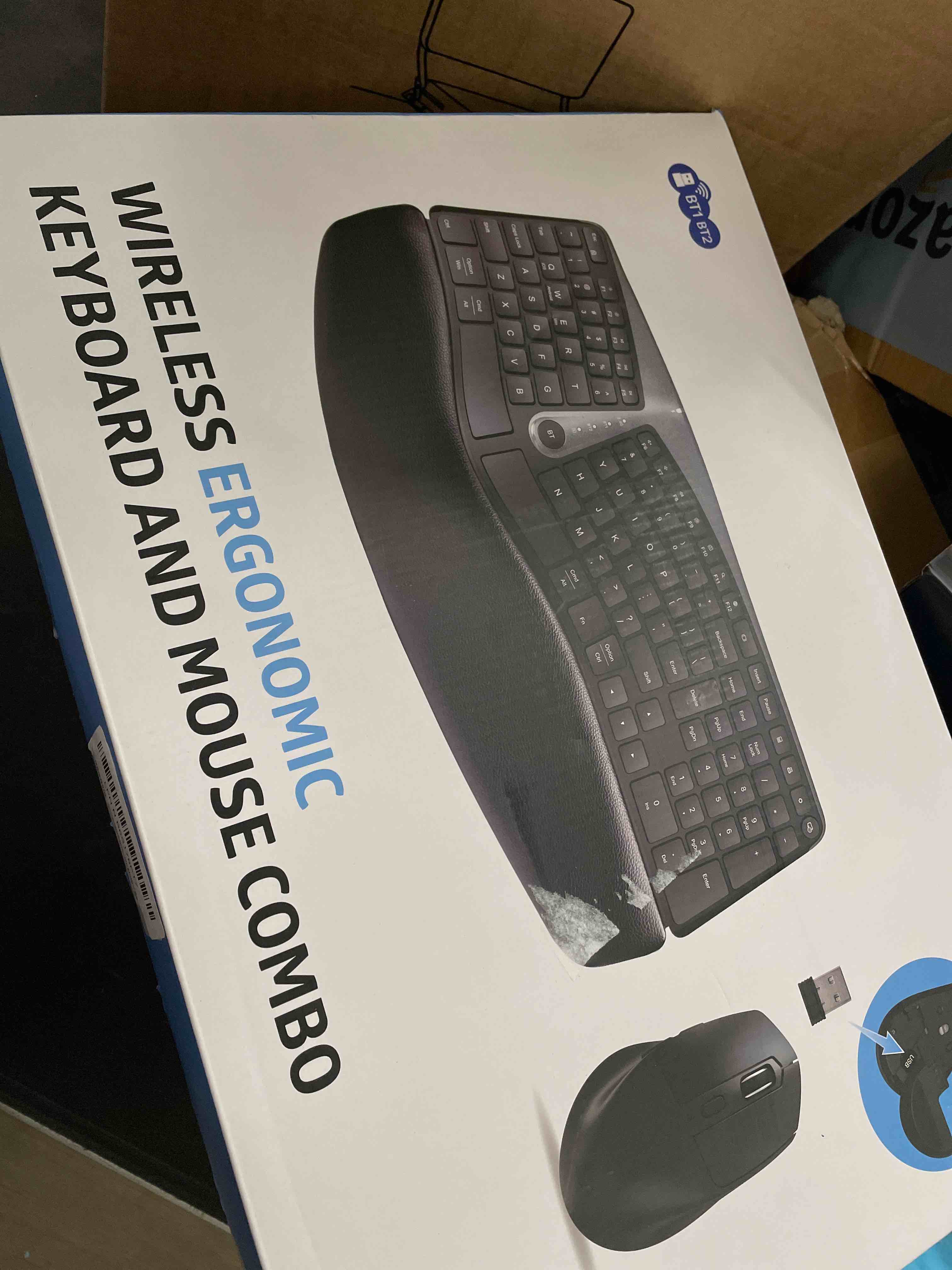 Condition photo showing Good Condition for Ergonomic Wireless Keyboard Mouse Combo, MK835 Wave Keys Bluetooth/2.4G Split Design Ergo Keyboard with Cushioned Palm Rest, Multi-Device, Rechargeable, for Multi-OS, Windows/Mac/Android