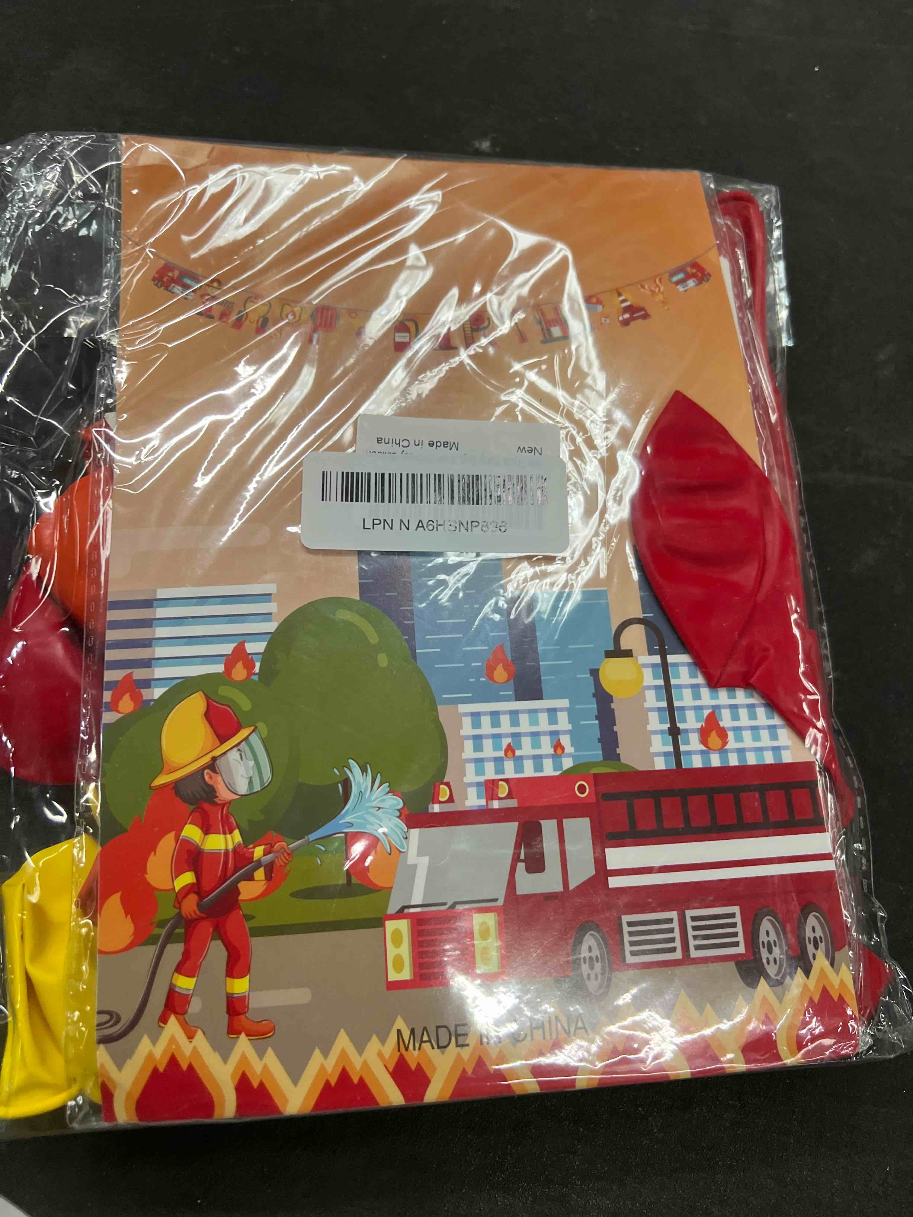 Condition photo showing Good Condition for Dulousia Fire Truck Party Supplies - Fireman Happy Birthday Banner, Paper Pom Pom Tissue Tassels, Firefighter Birthday Balloon