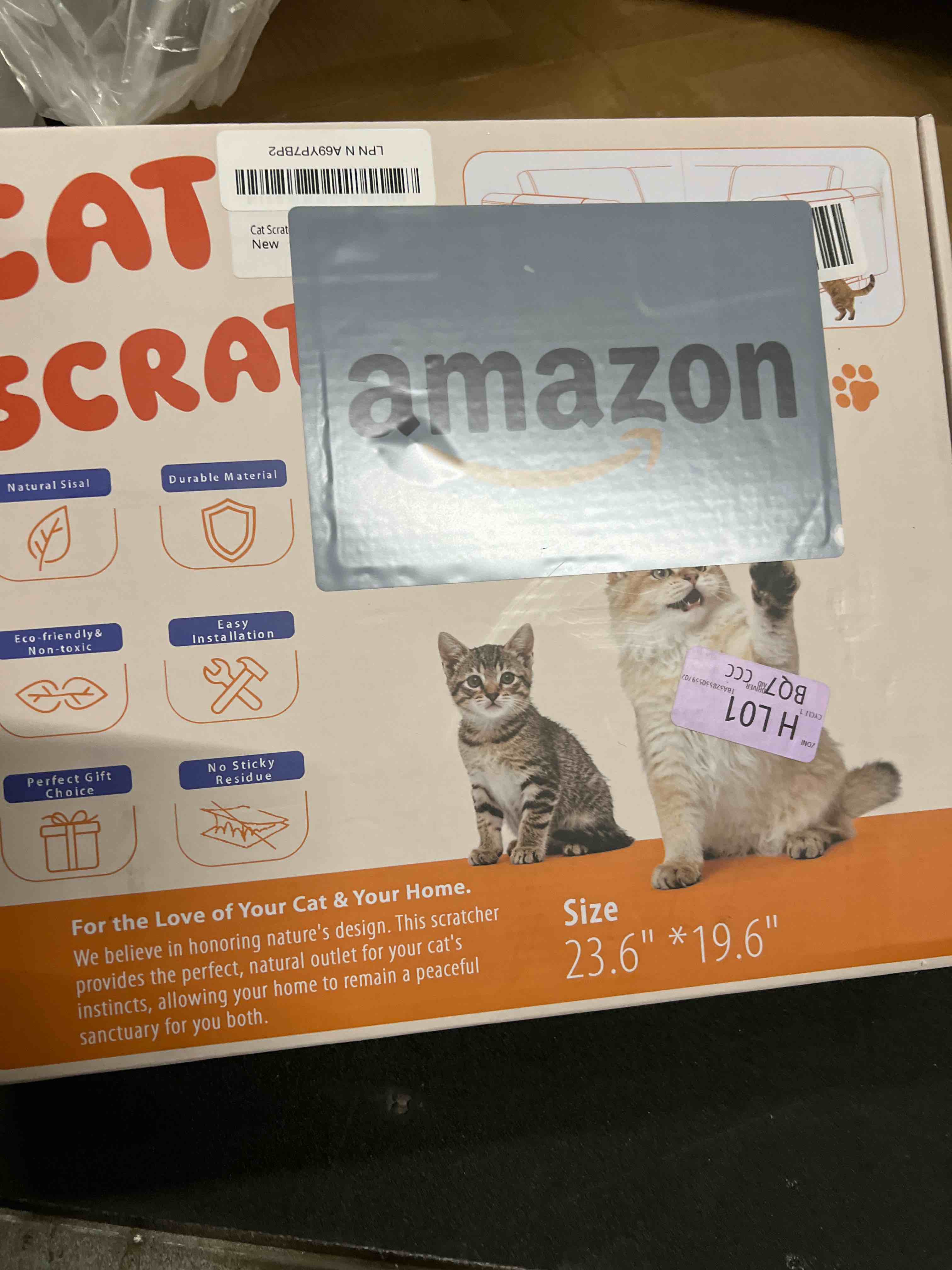 Cat Scratch Couch Protector with Natural Sisal for Protecting Couch Sofa Chair Furniture 23.6" L*19.