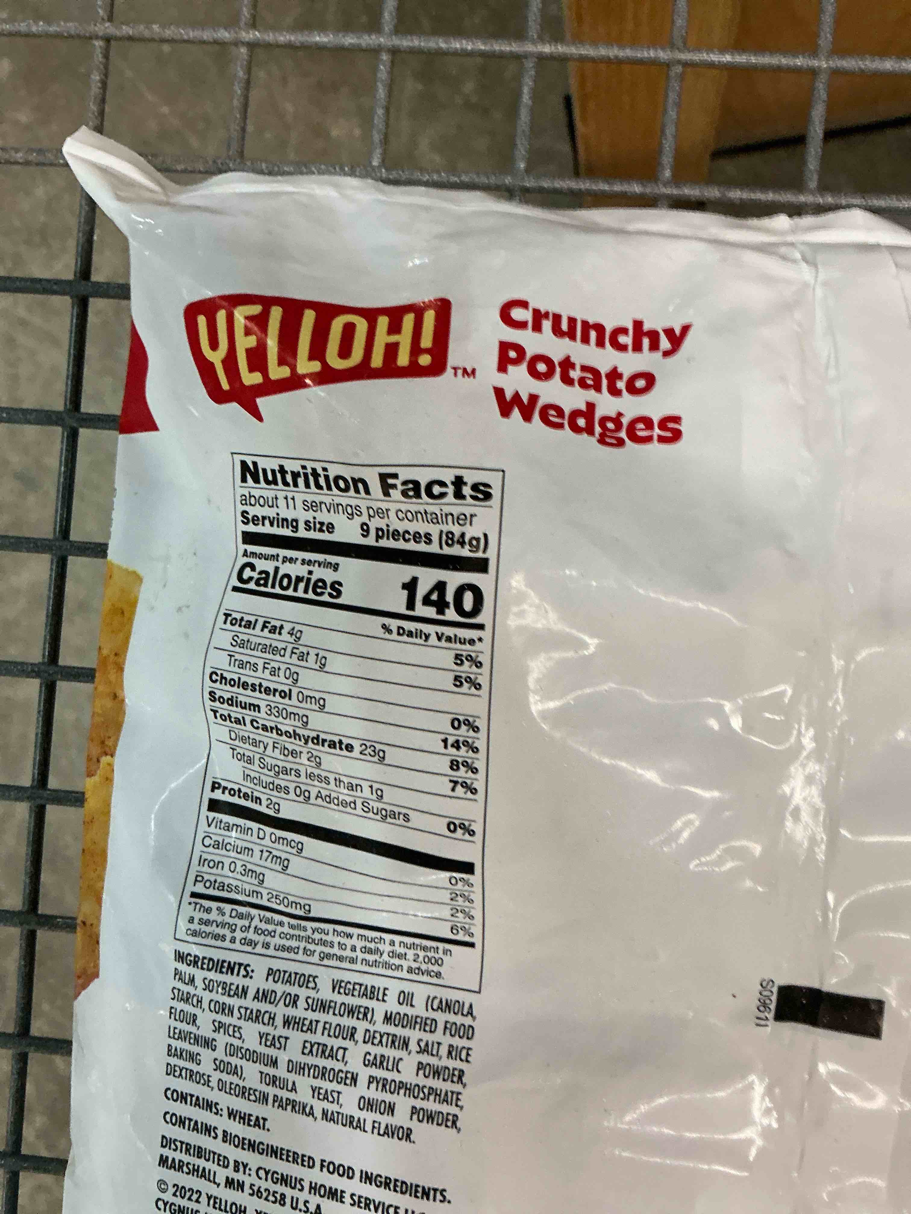 Condition photo showing New/Like New for (located in freezer four at liquidation )YELLOH, CRUNCHY POTATO WEDGES