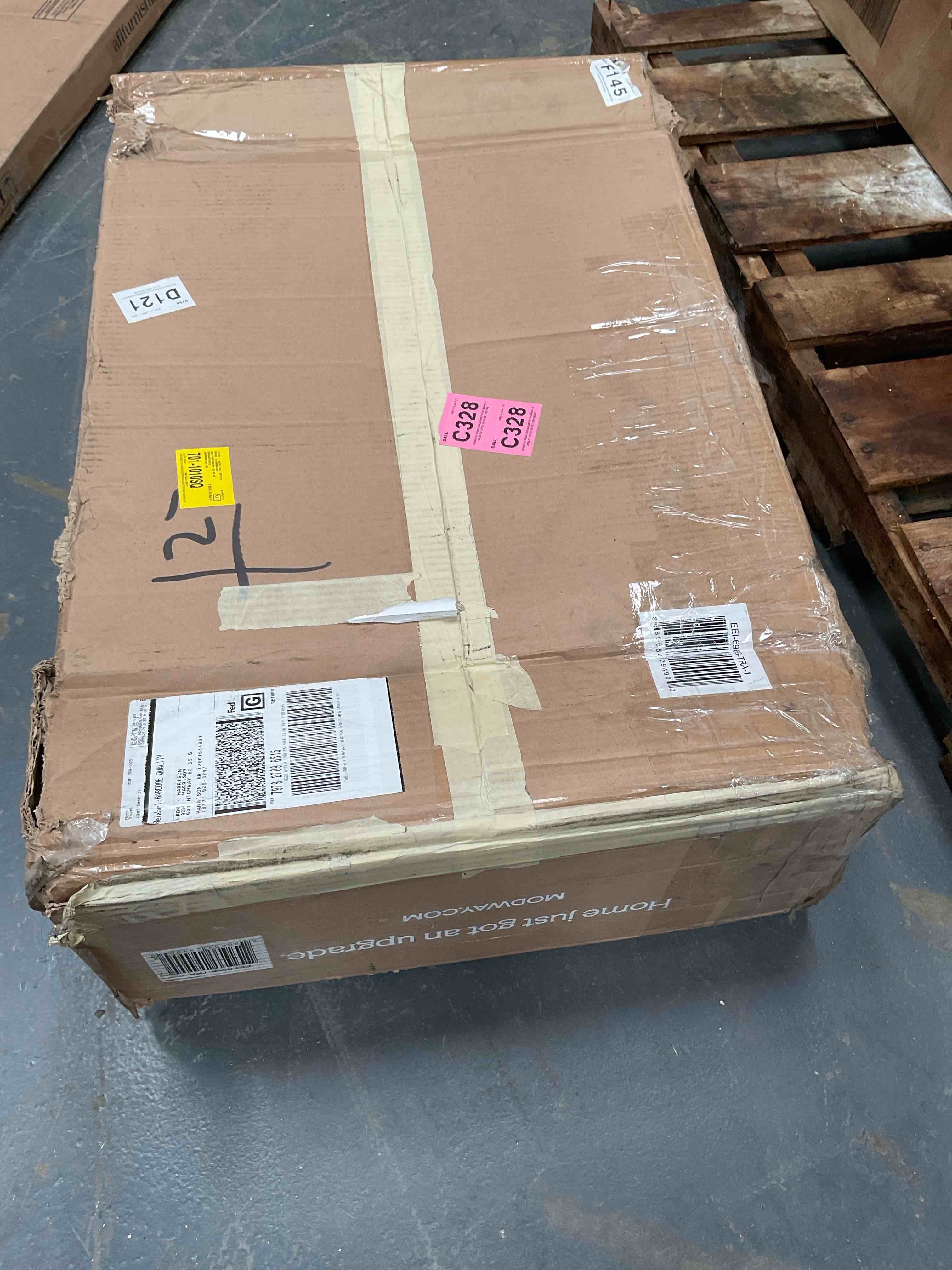 Condition photo showing Good Condition for Render 70" Faux Travertine Sideboard Cabinet TV Stand In Travertine