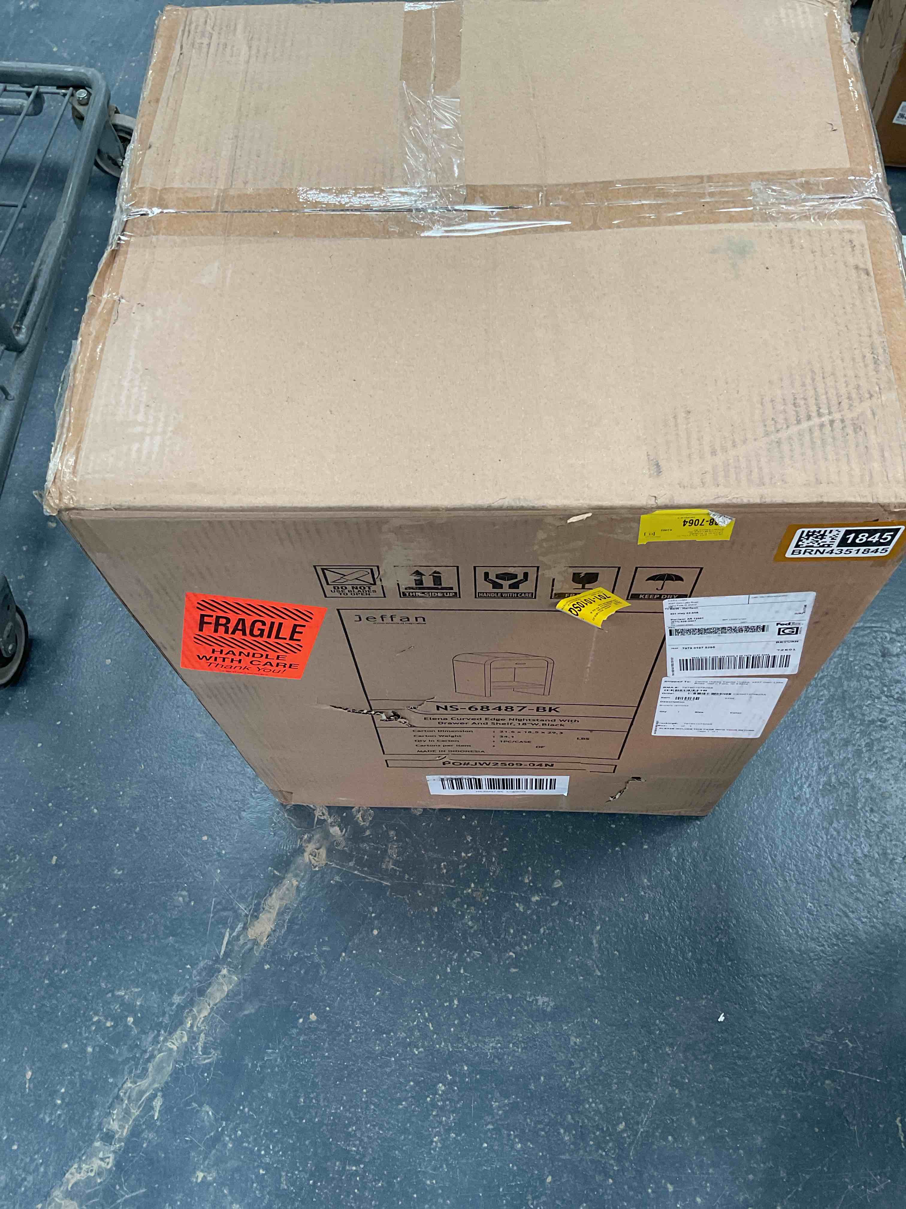 Condition photo showing As Is for Elena Curved Edge Nightsand