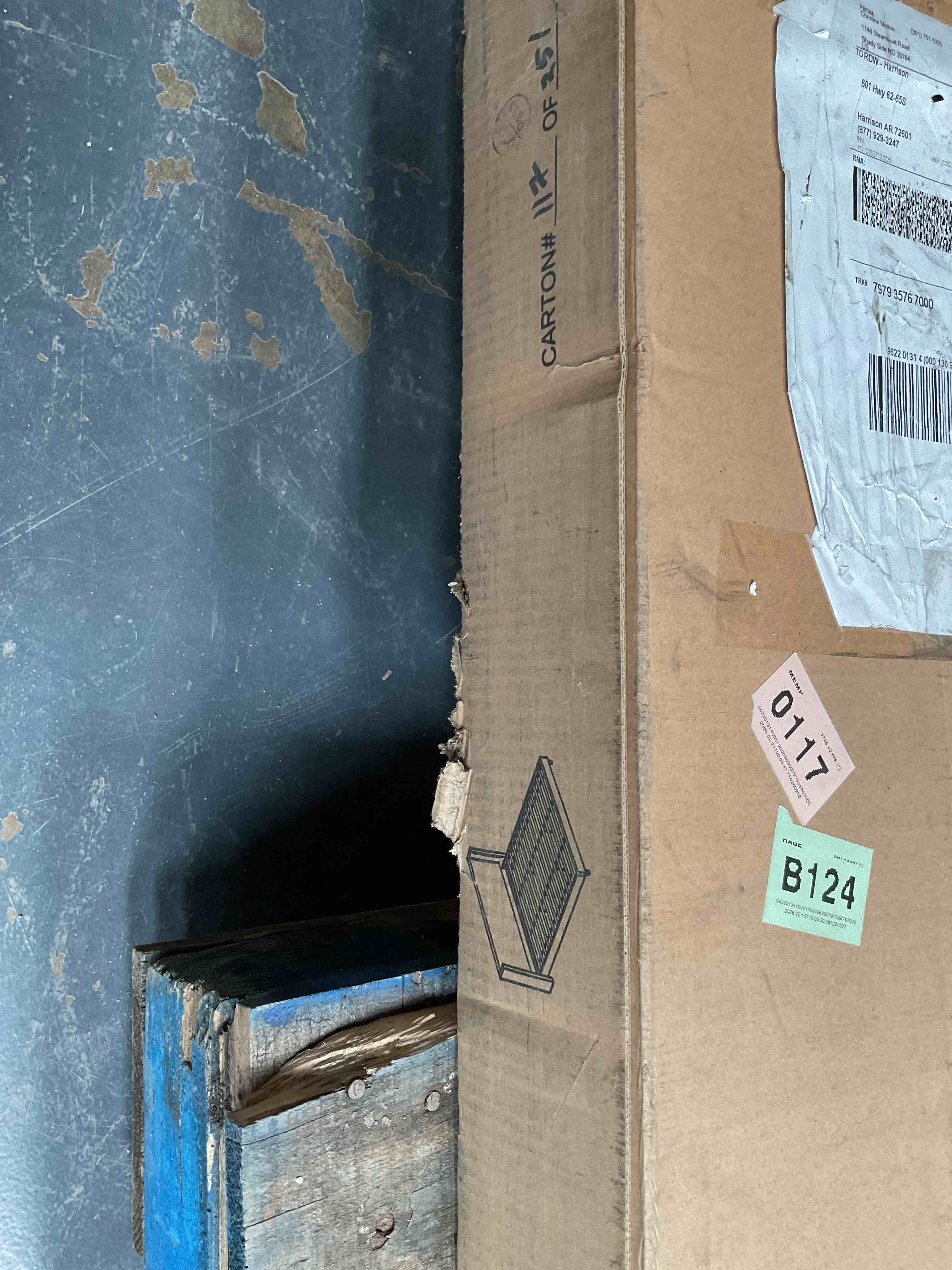 Condition photo showing Good Condition for ( incomplete ) Eveline Upholstered Platform Bed Frame With High Wingback Headboard, King, Textured Ivory Canvas (Box 1 Of 2)