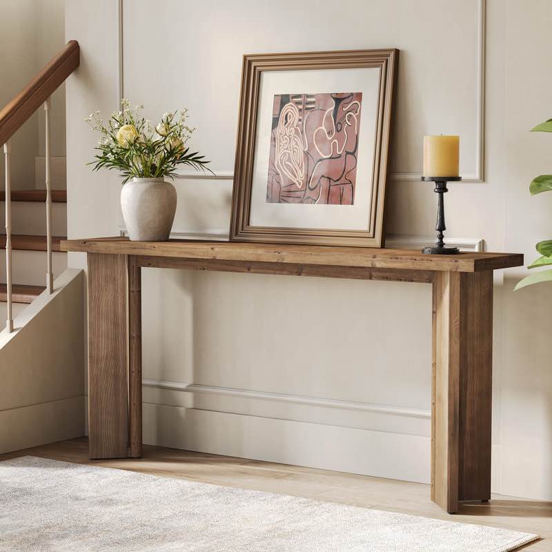 Condition photo showing Good Condition for (“Product may vary slightly from stock images”)70.9-Inch Extra Long Solid Wood Console Table, Farmhouse Narrow Entryway Sofa Table Behind Couch