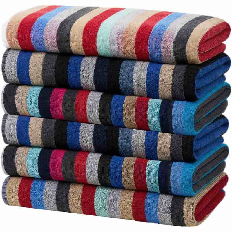 Brooksley Multi-Color Royal Stripe Beach Towels | Absorbent Pool Towels 30"x60" (Set of 6)