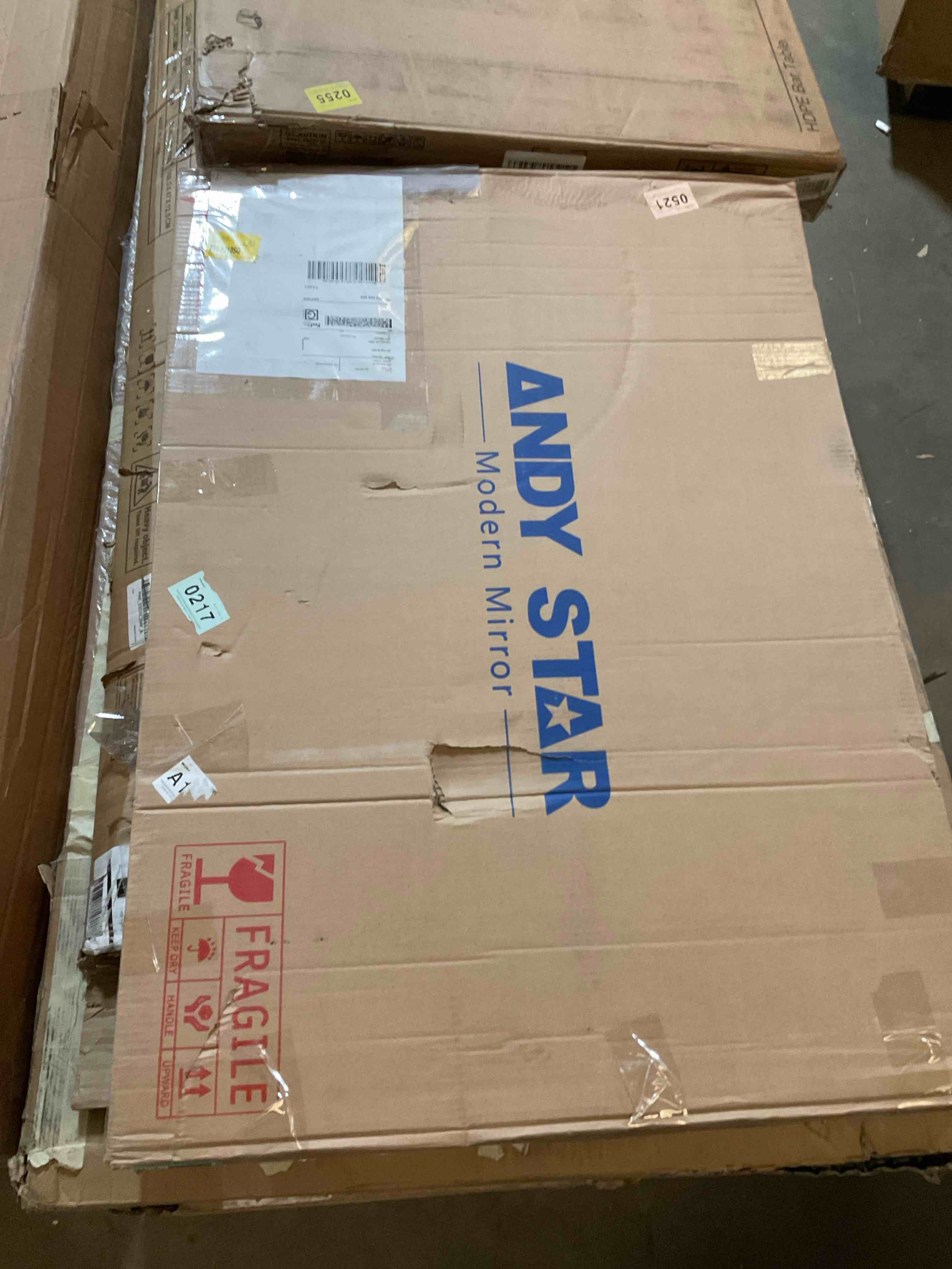 Condition photo showing Good Condition for Contemporary Notched Corner Rectangle Scalloped Bathroom Wall Mirror | Stainless Steel Metal Framed 1Inch