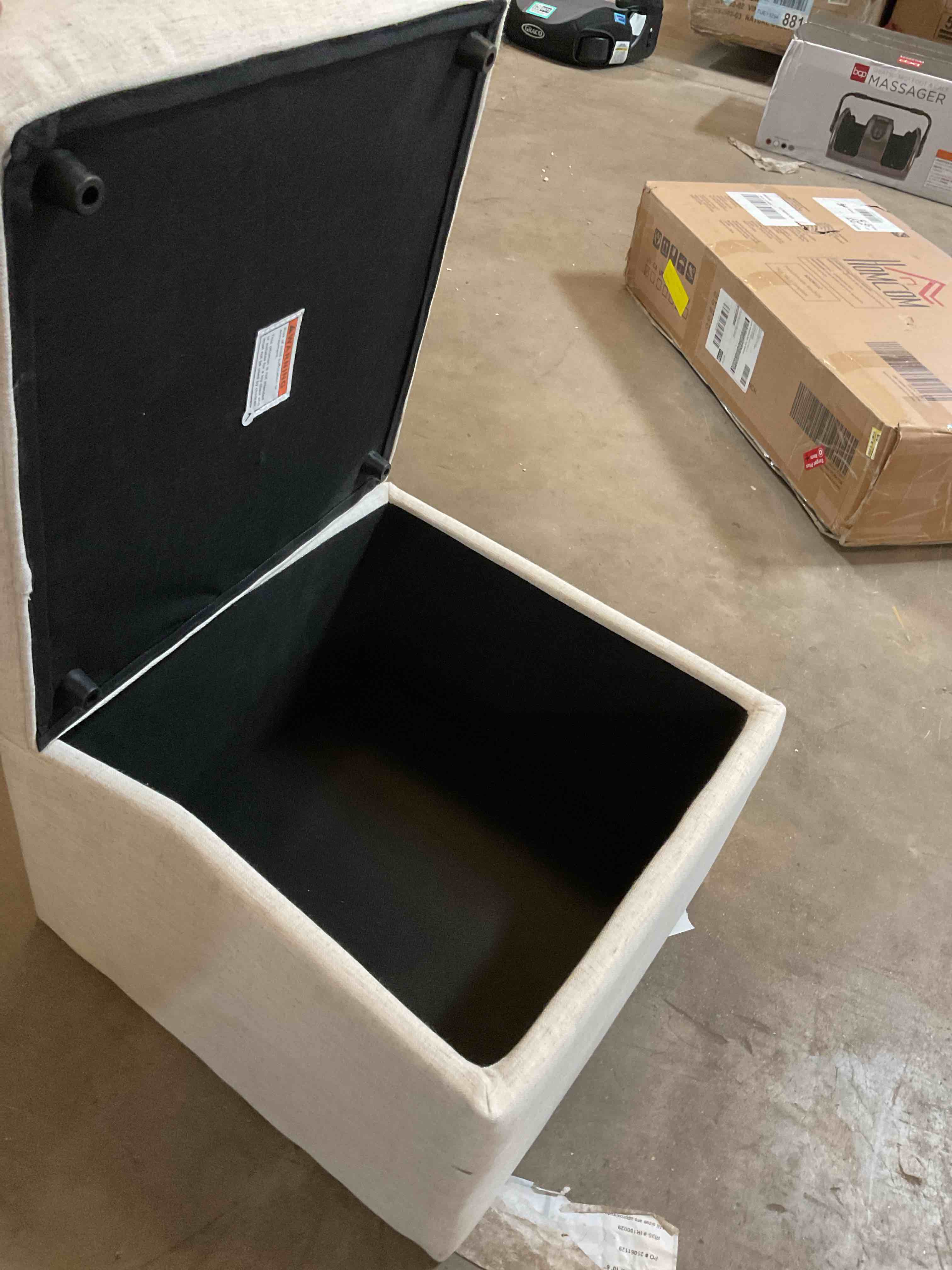 Condition photo showing Good Condition for Off White Ottoman with Storage