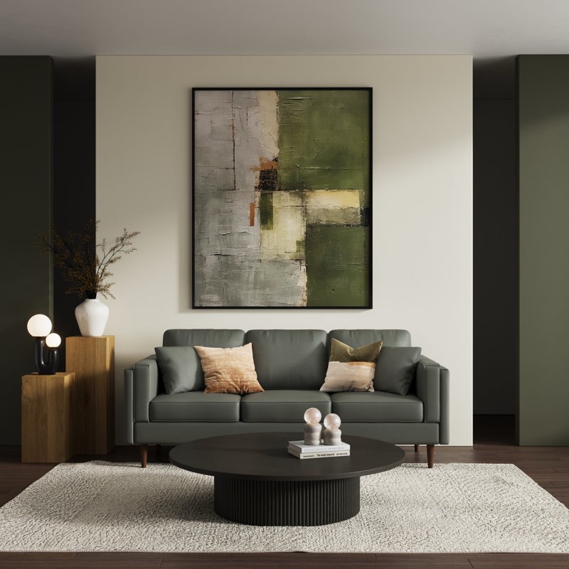 leyt 72.84\u0027\u0027 faux leather square arm sofa with 2 pillows, 3-seater sofa couch