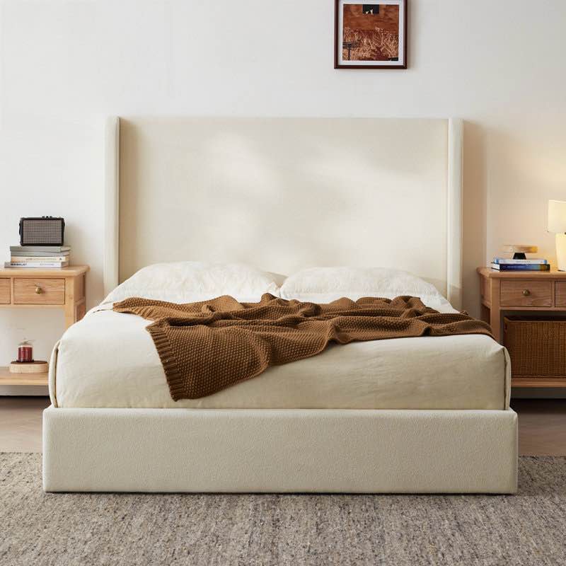 Albree Hoppe Modern Upholstered Platform Bed With Wingback Headboard