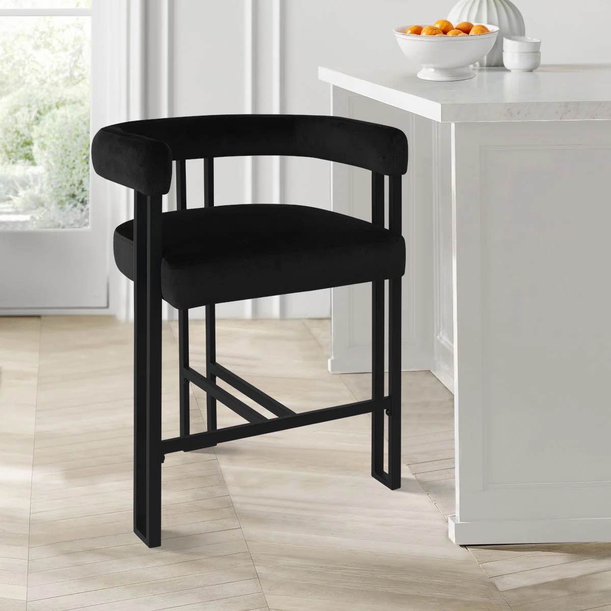 colrain 24" upholstered velvet solid back counter stool