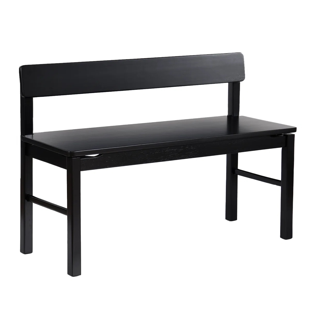 39.8" Wide Modern Minimalist Design Black Solid Wood Dining Bench