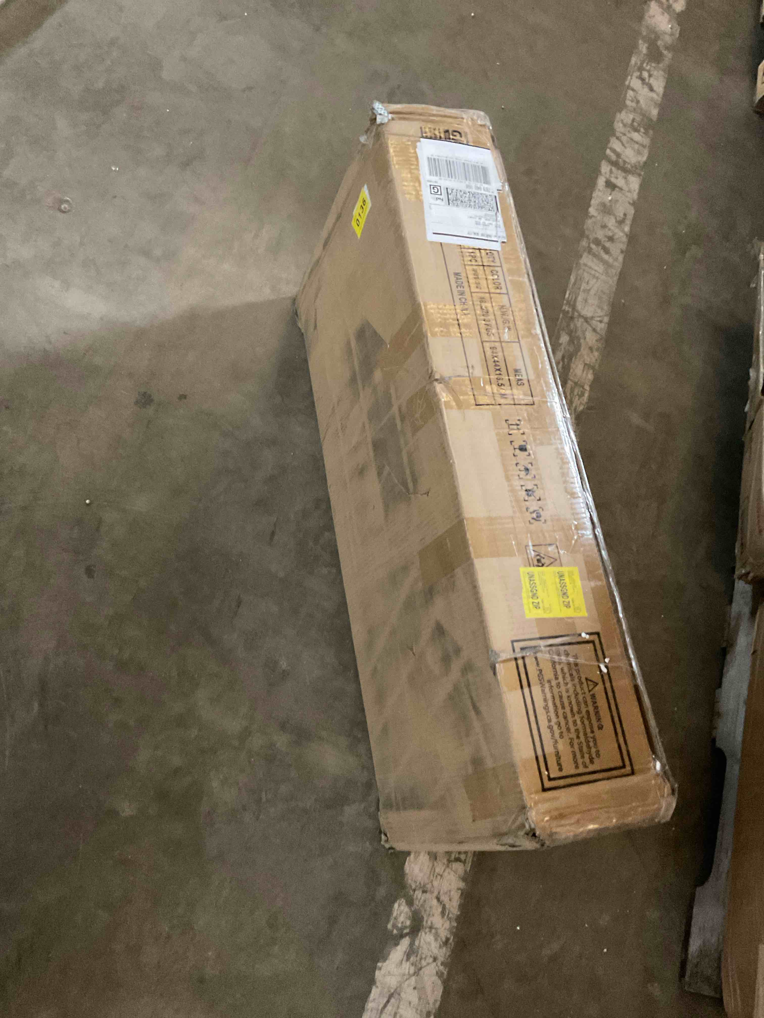 Condition photo showing Good Condition for (no hardware )46 inch fluted door shoe cabinet, 5-tier entryway storage bench with adjustable shelves