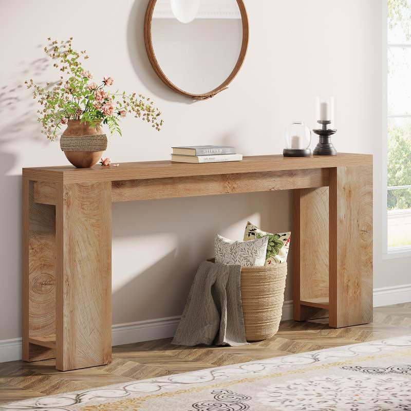 dyron extra long farmhouse console table for entryway