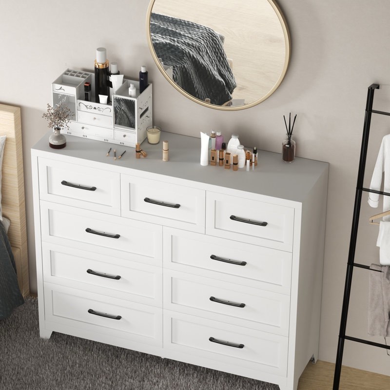 52" wide metal dresser chest with 9 drawers