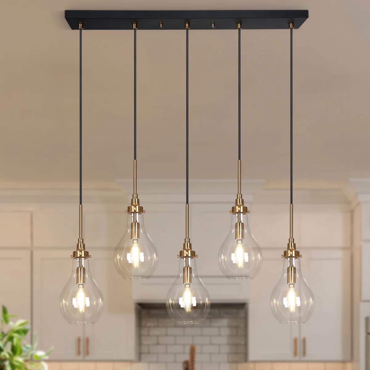 hooman 5 - light dimmable kitchen island modern linear chandelier