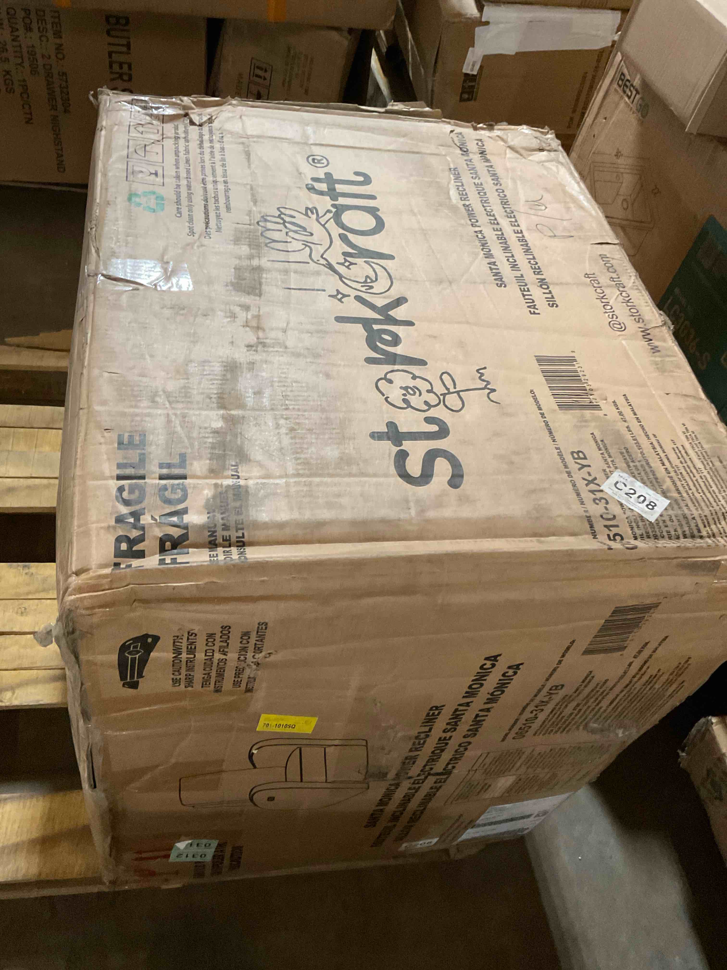 Condition photo showing Good Condition for (right arm damaged)santa monica power recliner swivel glider with usb