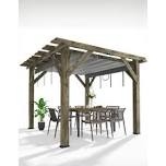 10 x 10 ft wood pergola with retractable sunshade canopy, solid structure