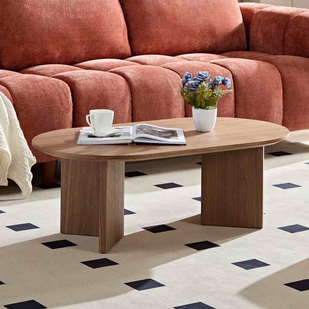 39.37" mdf oval coffee table