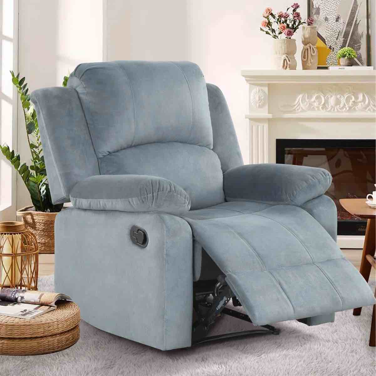 nikodemos 34.8" wide contemporary breathable skin friendly microfiber fabric soft padded manual recliner chair