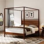 incomplete Wood And Metal King Canopy Short Rails, Headboard, Footboard And Slats