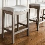 maven lane adrien backless saddle kitchen stool with fabric upholstery