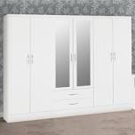 gaytes armoire 72.12'' h 90.7'' w with 6 doors wardrobe high gloss finish 2 mirrors 2 storage drawers