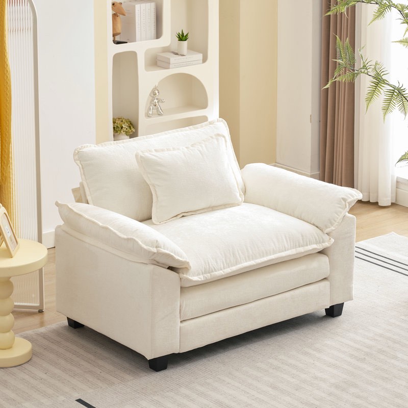 53" comfy cloud couch deep seat sofa chair with throw pillow for living room bedroom