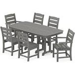 7 piece hips weather-resistant patio dining set with umbrella hole, heavy duty dining table set for 6, easy assembly patio table and chairs for patio, yard, poolside