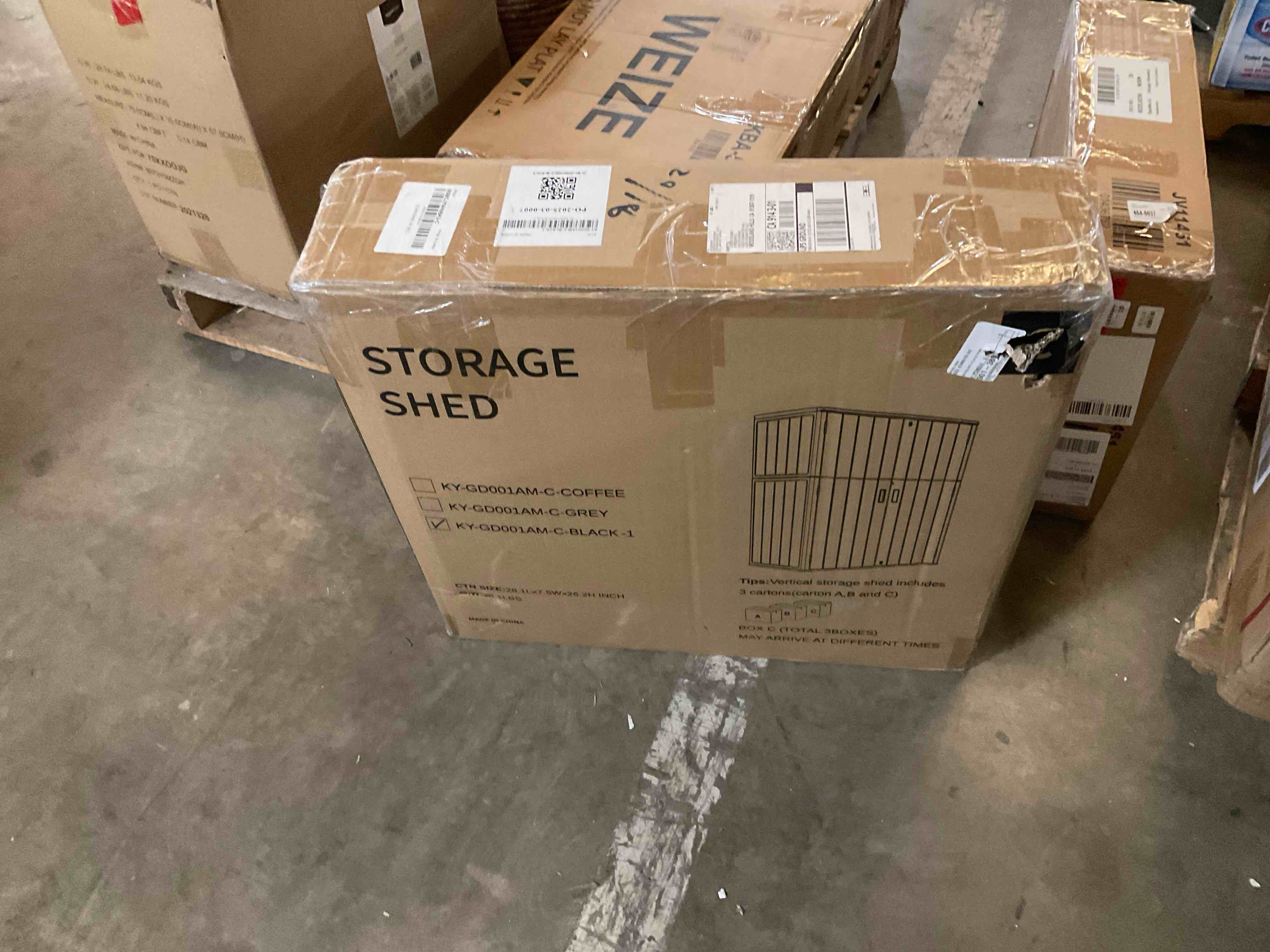 Condition photo showing Good Condition for vertical storage shed black box c only