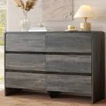 Modern 6-Drawer Dresser with Wood Grain Finish