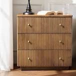 Kaybri 26''W Modern 3-Drawer Fully Assembled Fluted End Table with Solid Wood and Charging Station