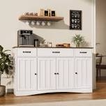 55.1" Modern Sideboard Buffet Cabinet with 3 Drawers & Adjustable Shelves, Storage Credenza for Dining Room & Kitchen