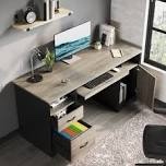 daylie 59''  executive desk with file and storage drawers and cabinet, computer writing desk with keyboard tray and 2 open compartments for home office